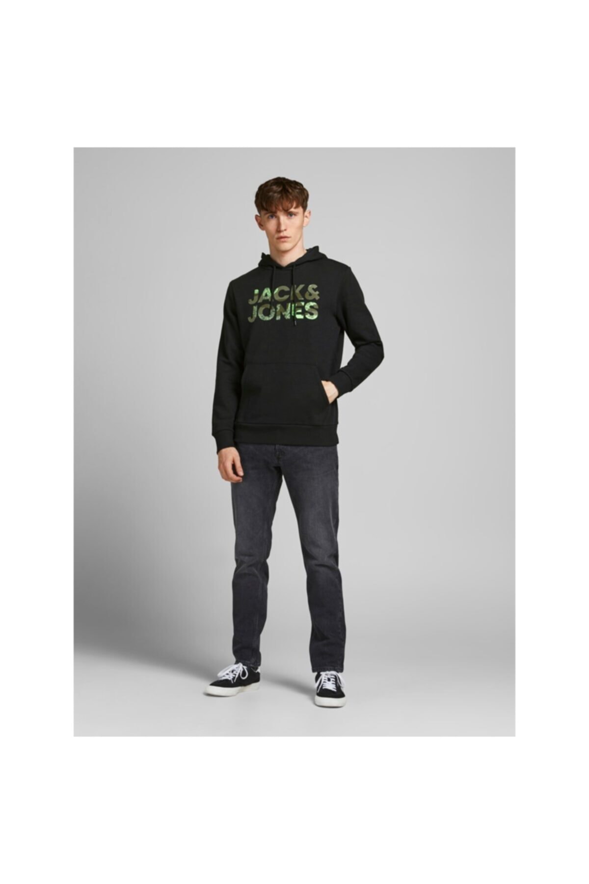 سویشرت مردانه مشکی جک اند جونز | 12189147 اورجینال - تصویر 2