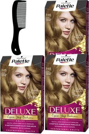 Deluxe Saç Boyası 7-65 Altın Parıltılı Toffee X 3 Adet + Saç Açıcı Tarak iadelpal-3
