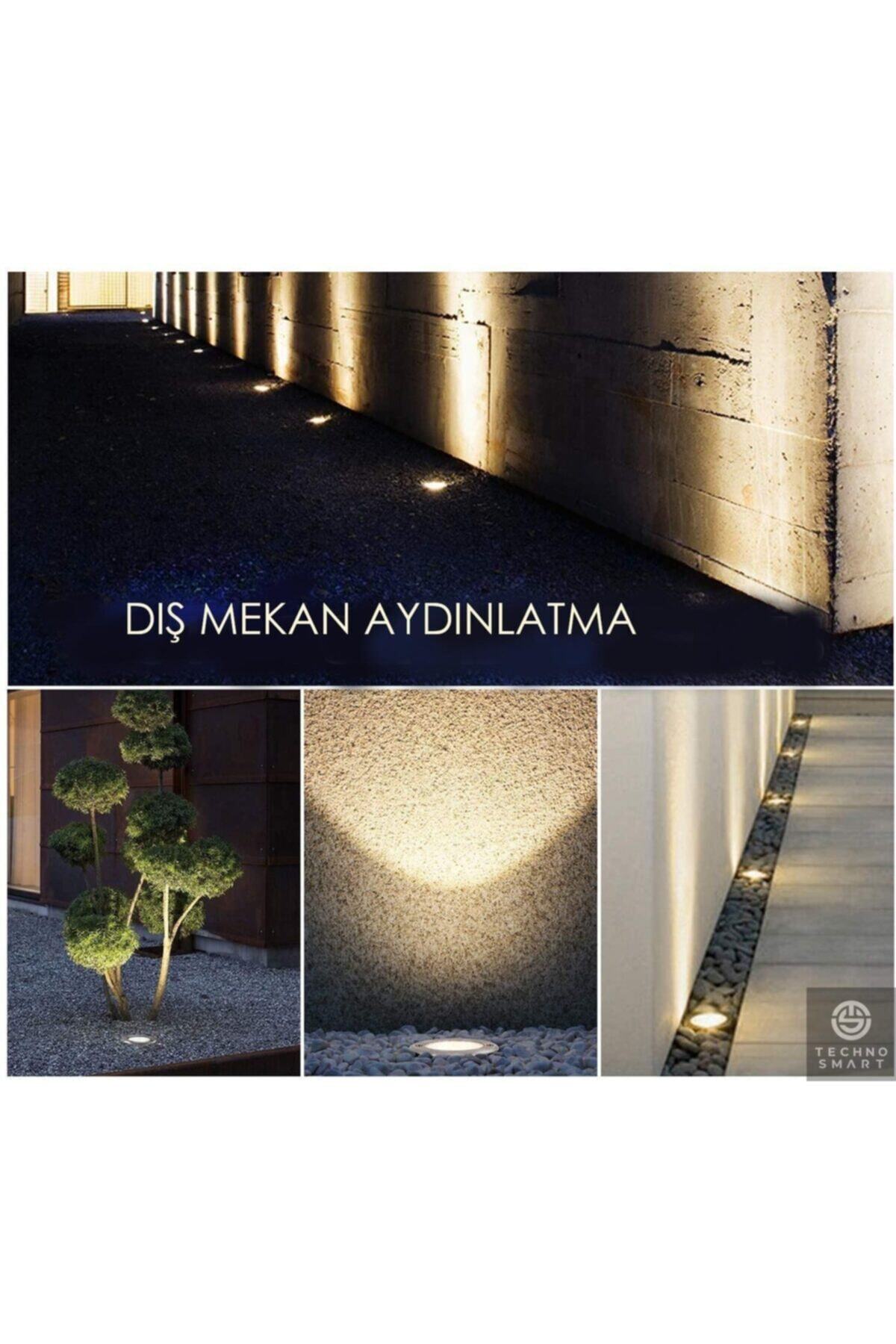 4 Adet Solar Güneş Enerjili 8 Ledli Kazıklı Çim Zemin Bahçe Aydınlatma 3 W Gün Işığı 7