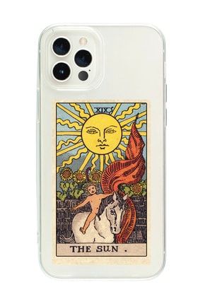 Iphone 12 Pro The Sun Tarot Kartı Desenli Şeffaf Telefon Kılıfı IPN12-136P