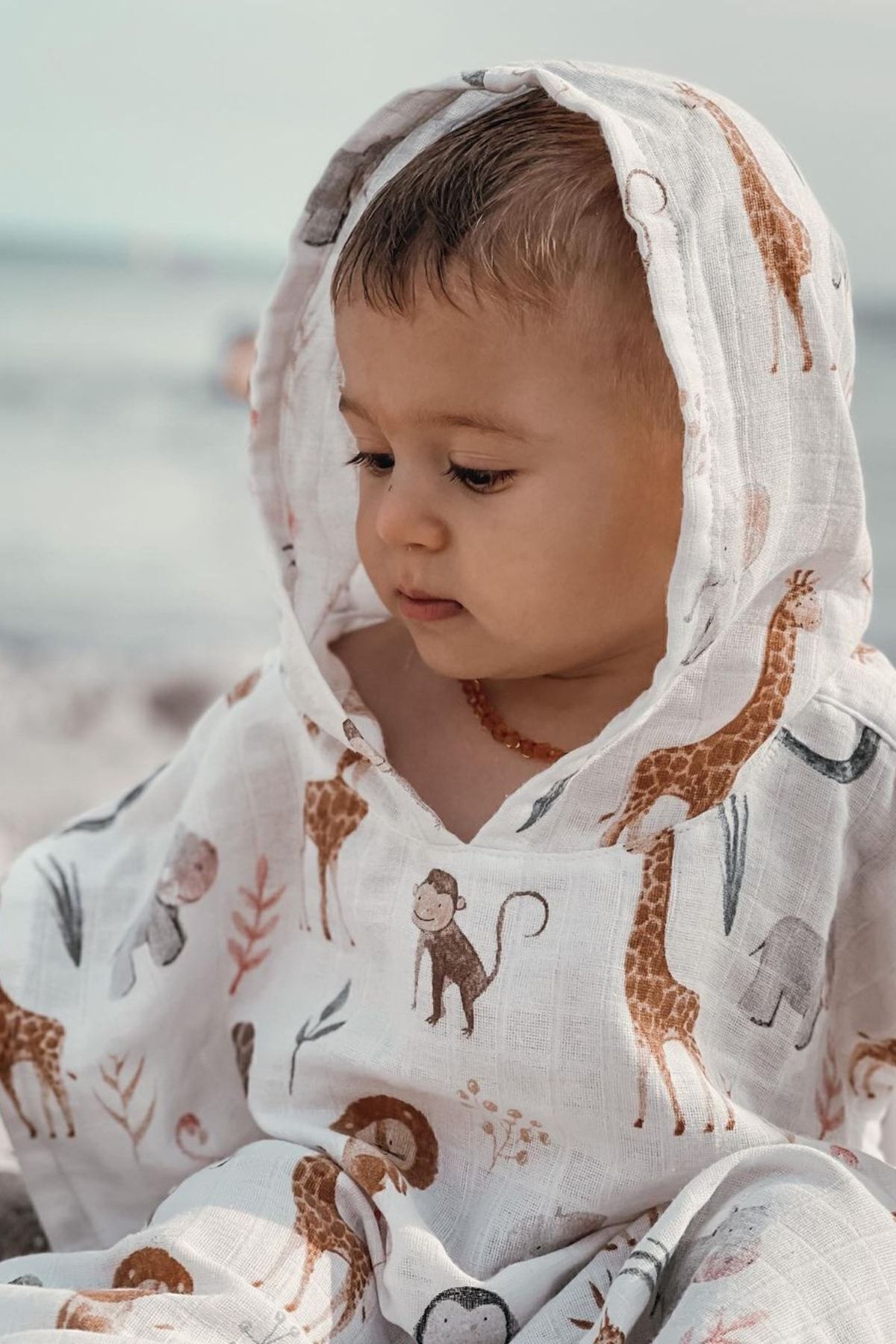 Baby Cais Collection Organik Müslin Panço Bebek Çocuk Plaj Panço Zürafa fotoğrafı 2 (önizleme)