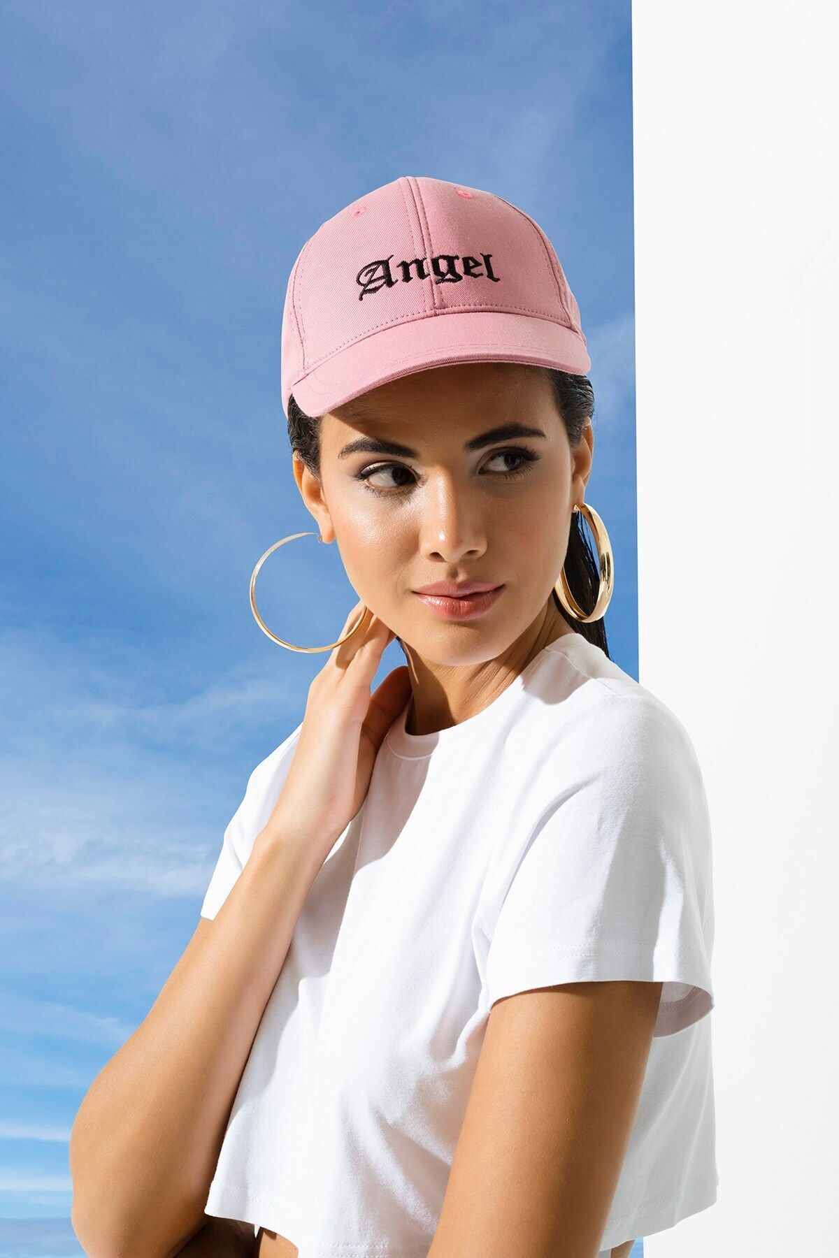 For You Accessories-Angel Embroidered Peaked Baseball Pink Hat 2