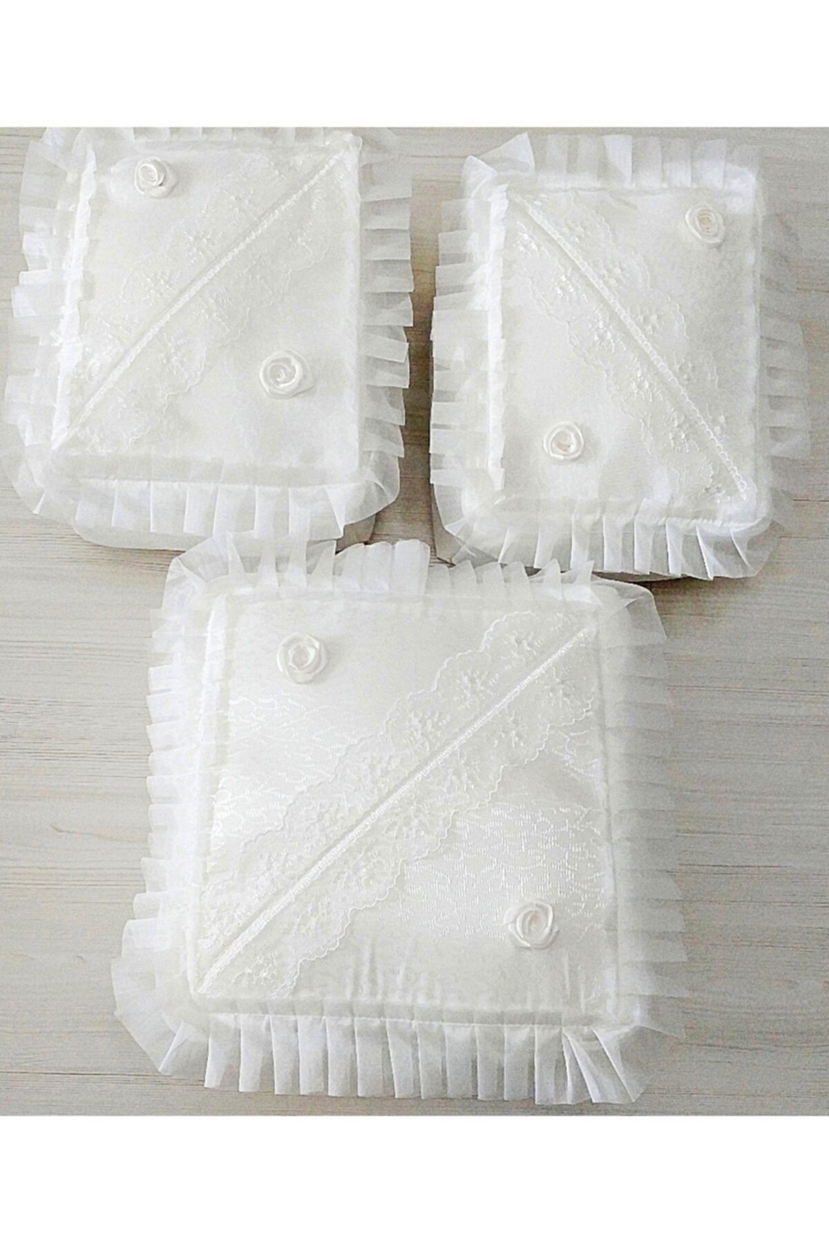DİLEX-White Ecru Embroidered 3-Piece Bag Set 2