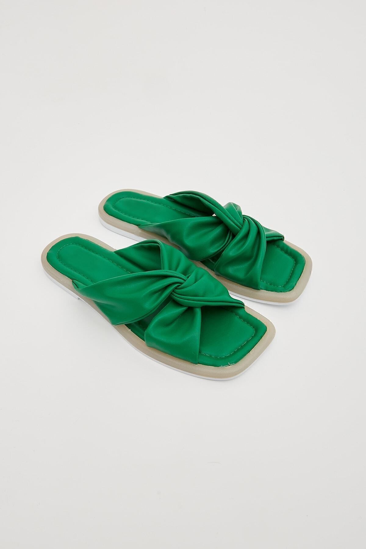 Moda Devrin-Papuci pentru damă Green Cross Twist, cu talpă anti-alunecare, papuci pentru exterior și acasă 5