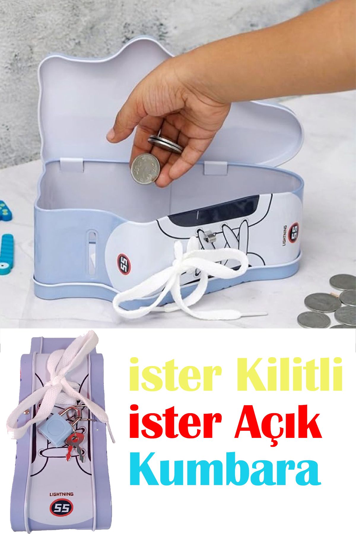 FDMFANAİR-Money Saving Box with Lock and Cute Money Saver for Kids - Gift Saving Money Box with Key 3