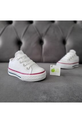 elma bebe Unisex Kız Erkek Bebe Çocuk Kısa Bağcıklı Kanvas Keten Sneaker Spor...