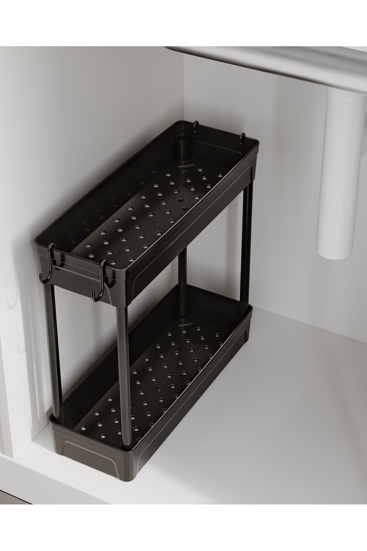 ATA HOME-Rafata 2-Tier Hanger Bathroom Organizer - Non-Slip Base Under-Sink Organizer 3