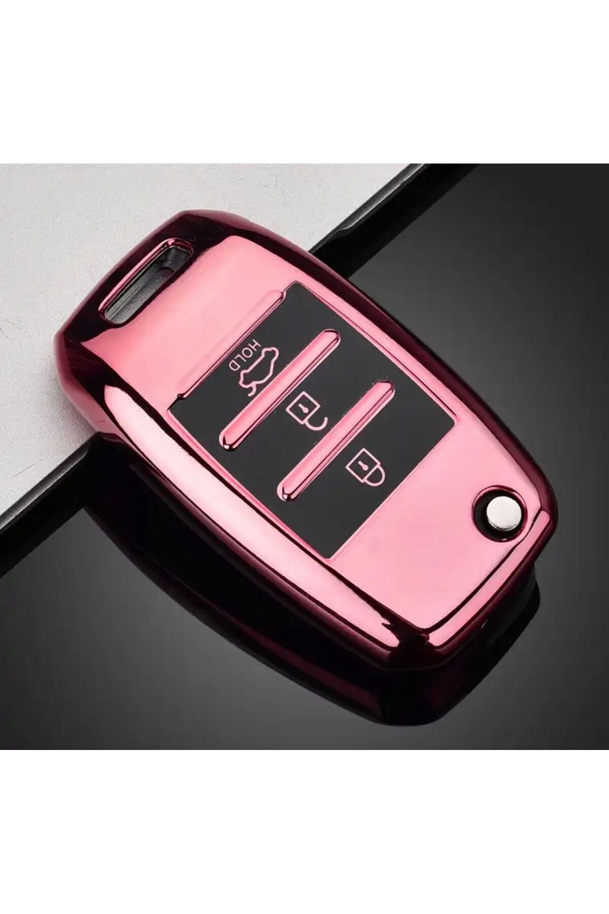 KUNIO Custodia Portachiavi In TPU Per Kia Rio 3, Ceed, Sportage, Picanto, Optima, 3 Pulsanti, Colore Verde Con Bordo Dorato