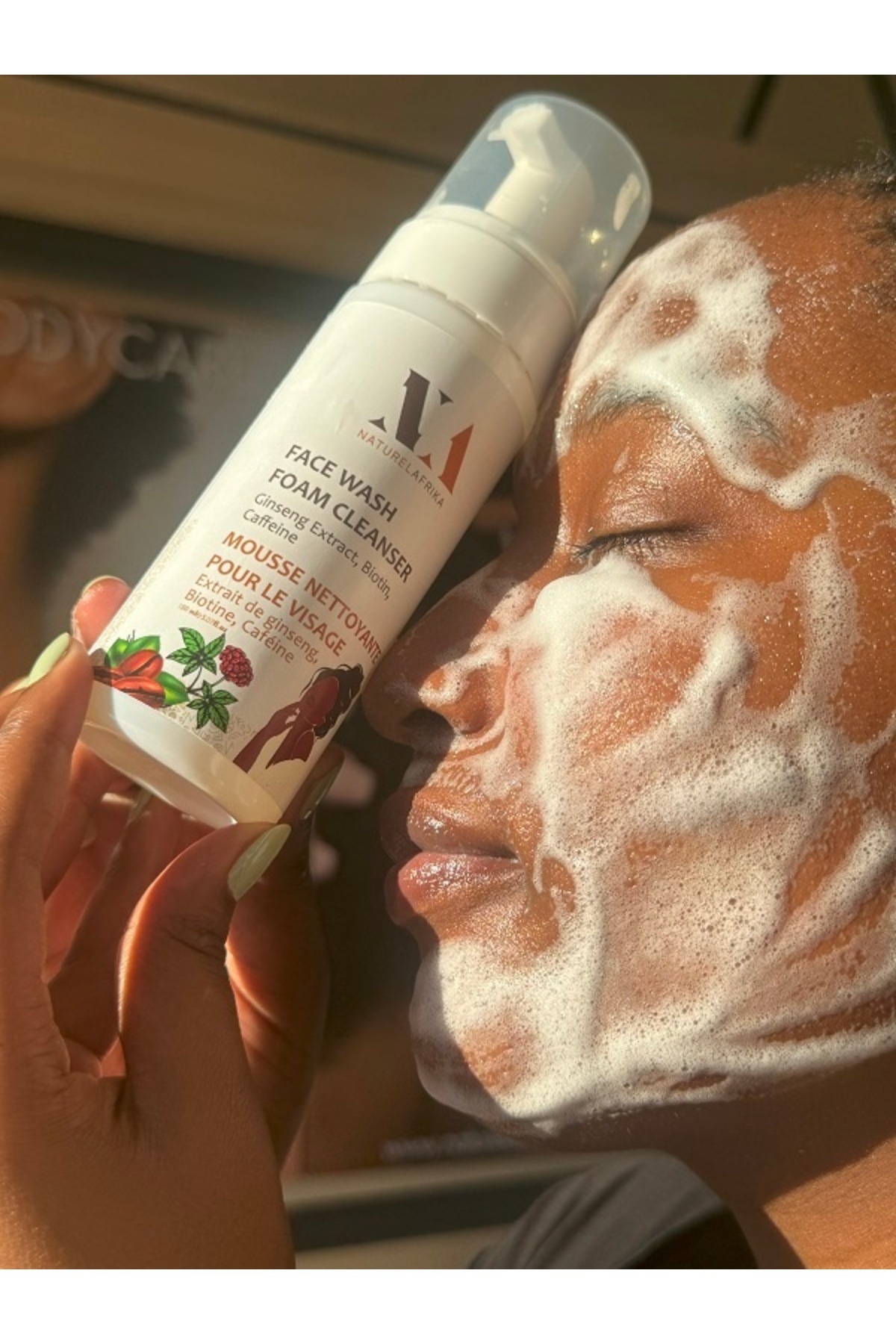 Naturel Afrika Face Wash Yüz Temizleme Köpüğü Akne Karşıtı Foam 150ml Ginseng, Biotin, Kafein — FFW150