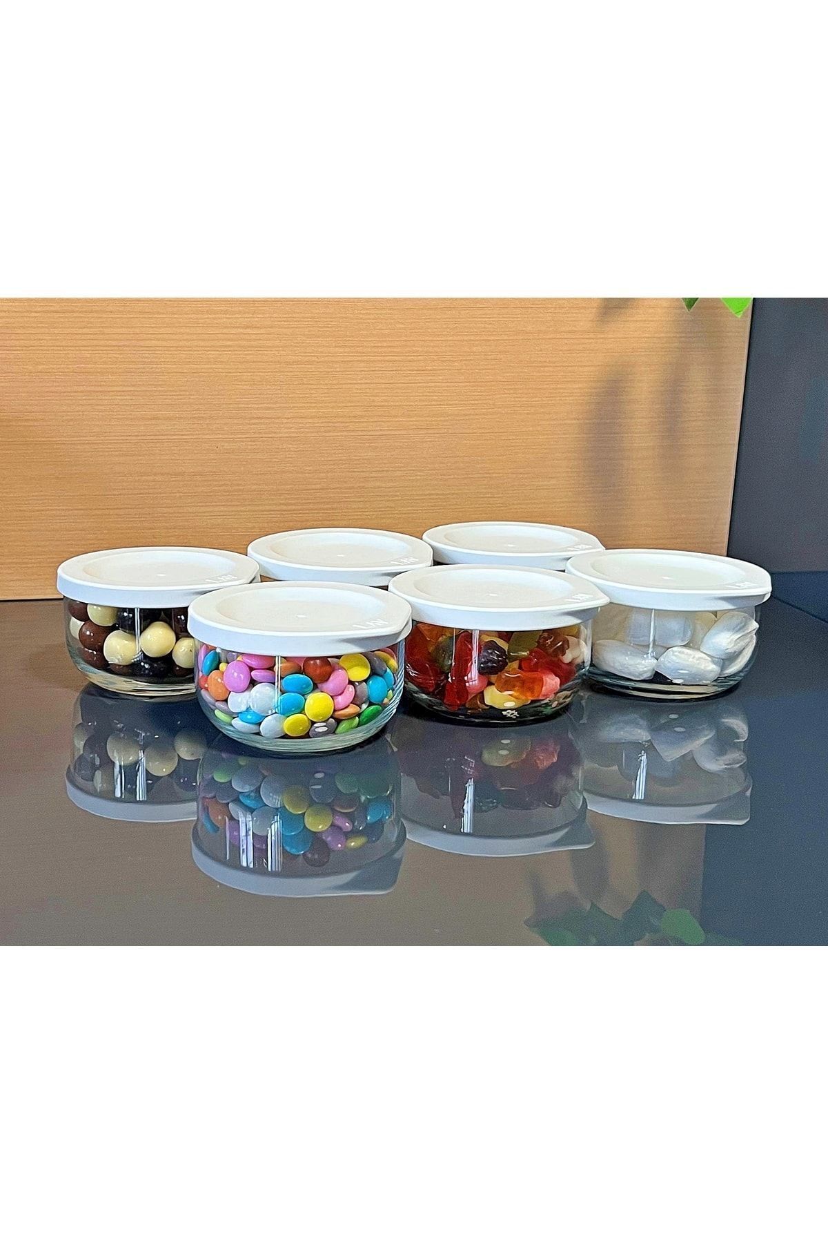 Karçiçeği Home-380 Cc 6-Piece Storage Container Jar Set with Leak-Proof Lids and Labels White 2