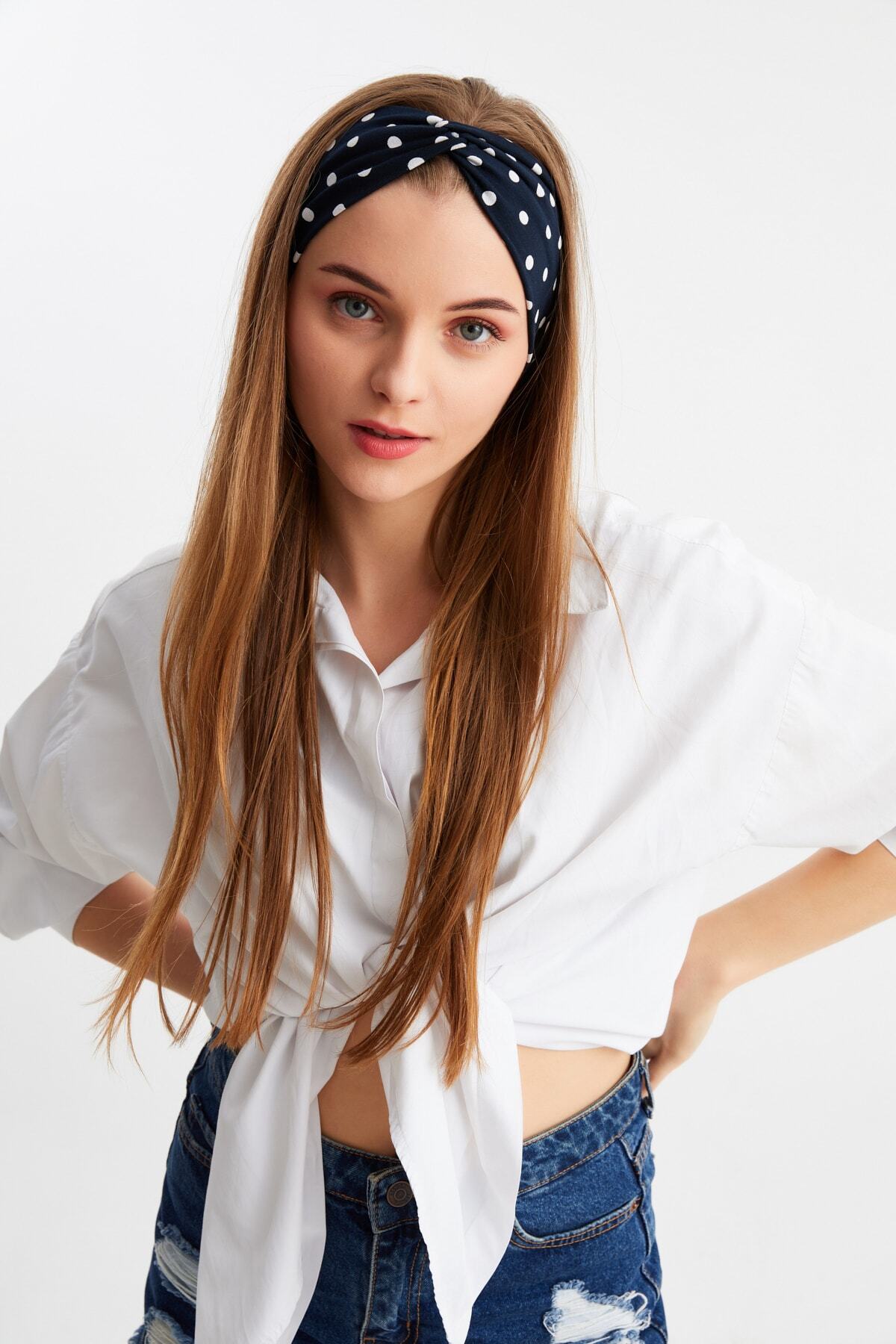 Butikgiz Kadın Çapraz Bağlamalı Pamuklu Penye, Kaymaz, Yumuşak, Esnek, Saç Bandı Bandana