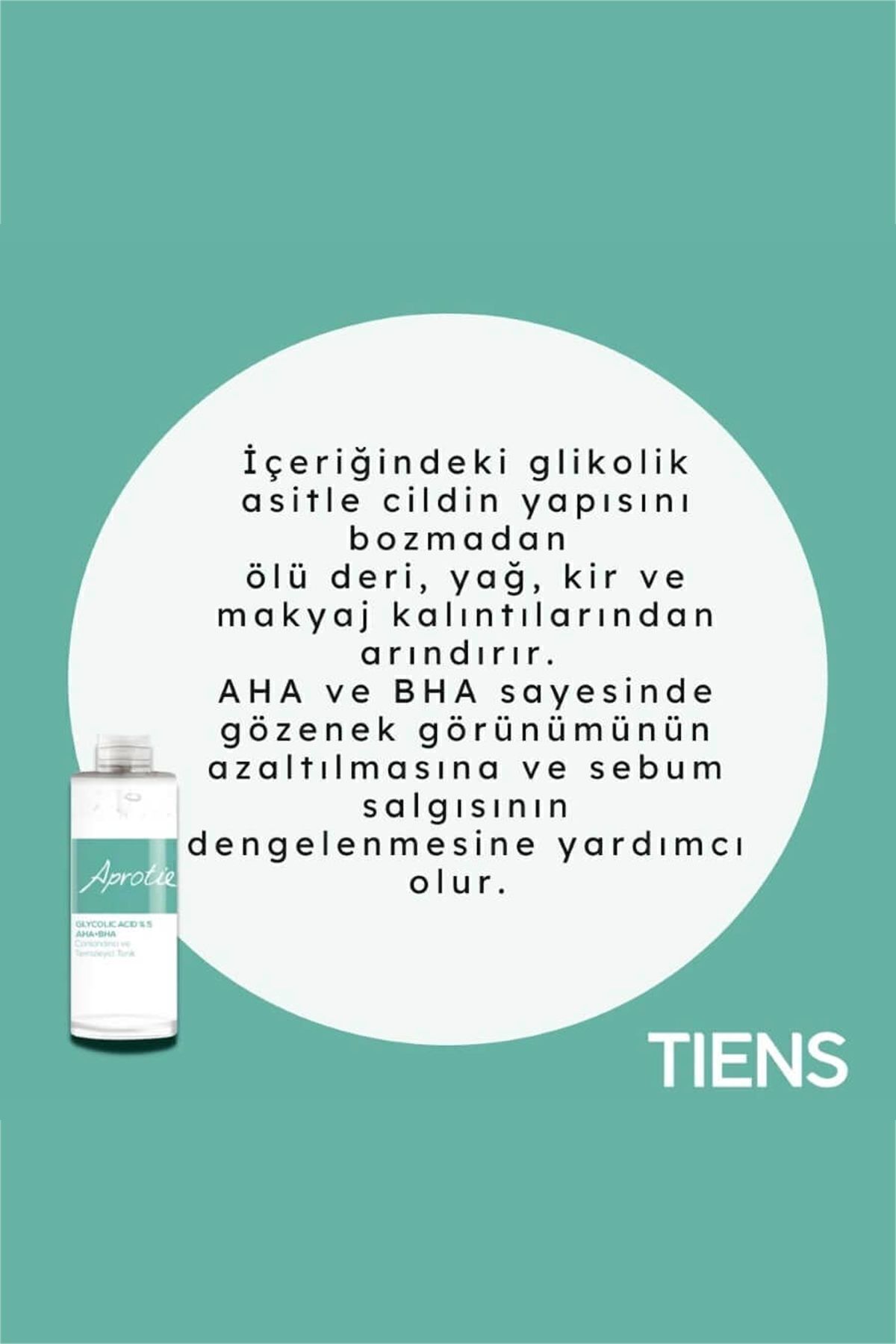 تونیک احیا کننده و پاک کننده KADIN TİENS Aprotie Glycolic Acid 5% AHA + BHA Tiens