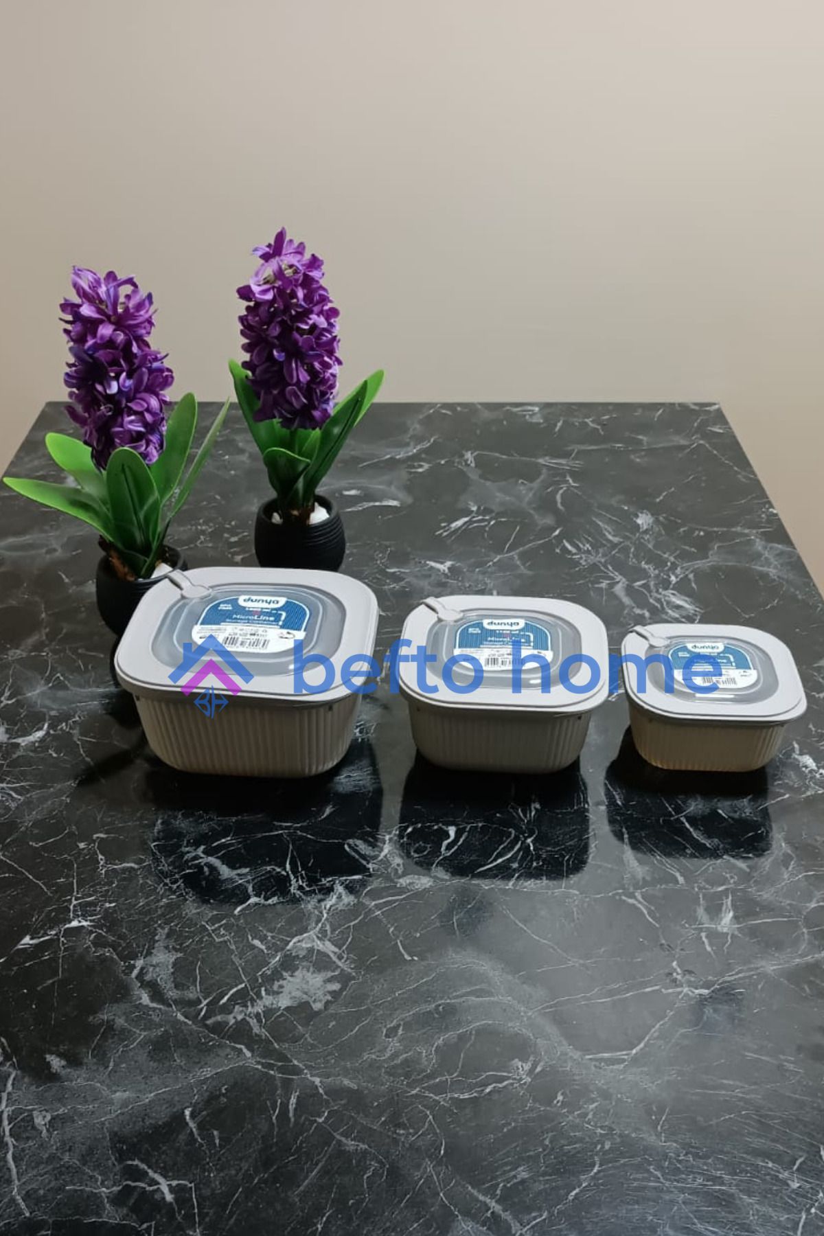BEFTO HOME-3-Piece Freezer and Microwave Storage Container Set - 600 Ml, 1100 Ml, 1800 ml 2
