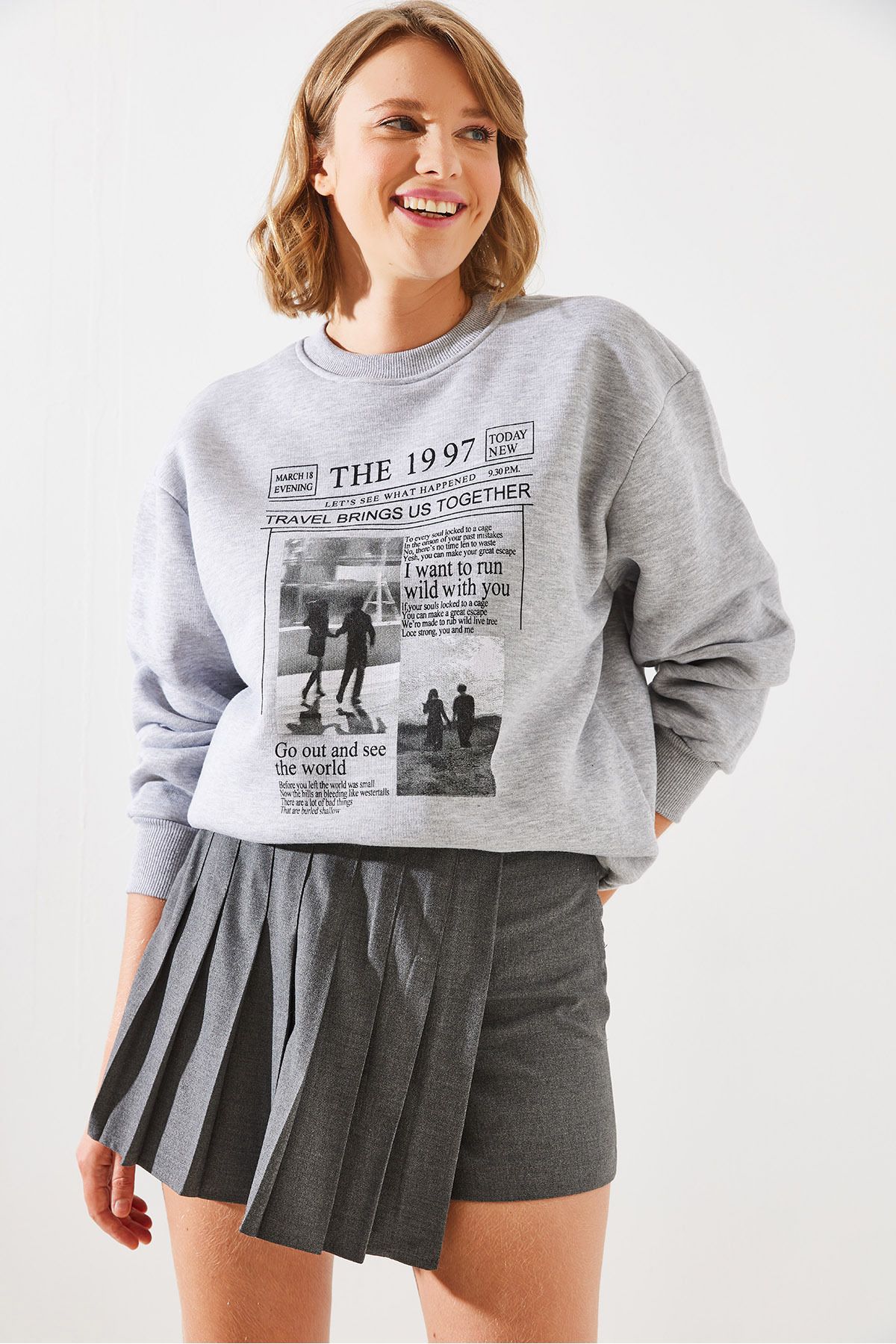 Bianco Lucci-1997 bedrucktes Damen-Sweatshirt – Three Thread Raster MBHS009 60601009 6