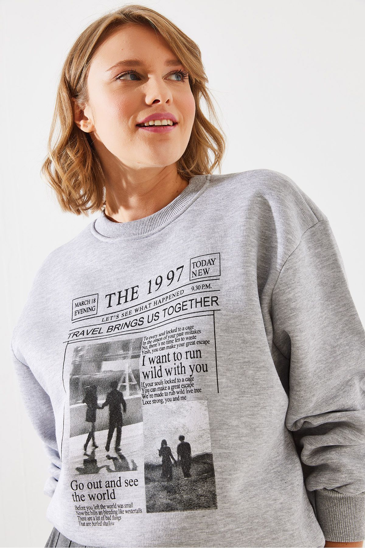 Bianco Lucci-1997 bedrucktes Damen-Sweatshirt – Three Thread Raster MBHS009 60601009 3