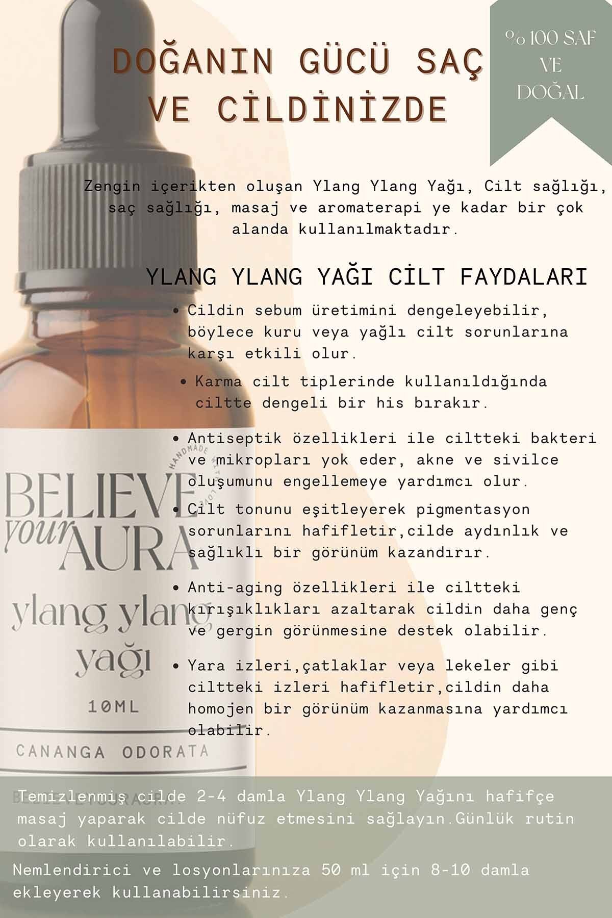 ست مراقبت از پوست و مو یلانگ یلانگ 100% روغن یلانگ یلانگ خالص و طبیعی، آب و صابون یلانگ یلانگ Believe Your Aura