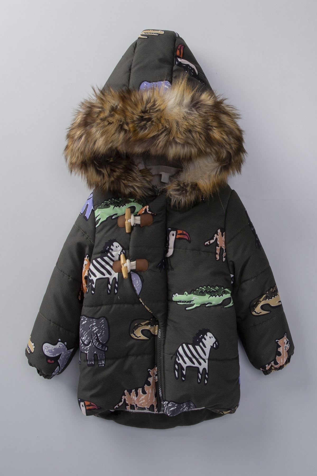  پالتو زمستانی طرح حیوانات بامزه نوزادی با آستر خز و کلاه فویلی