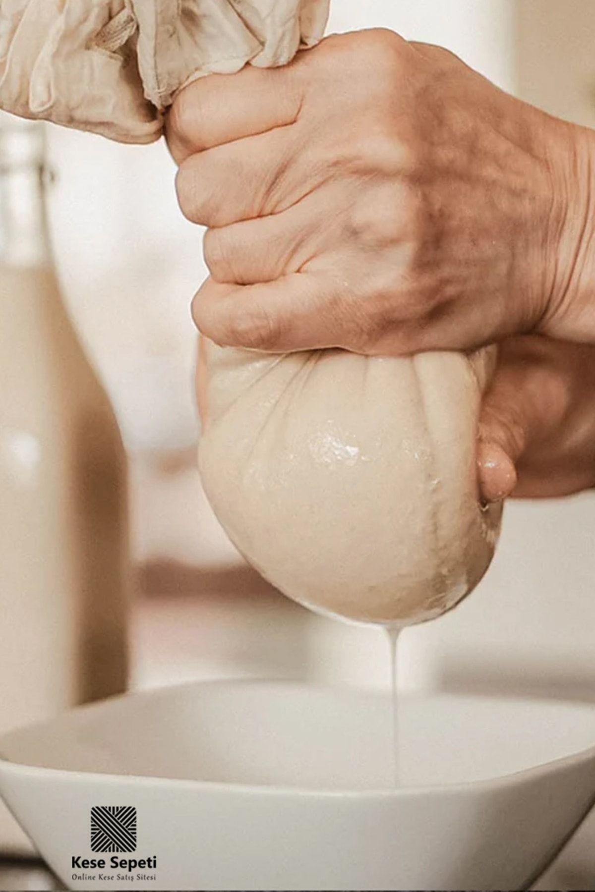 kesesepeti Vegan Ve Hayvansal Süt Ürünleri Süzme Kesesi - Yıkanabilir %100 Pamuk Natürel Bez Torba | Estameña fotoğrafı 7 (önizleme)