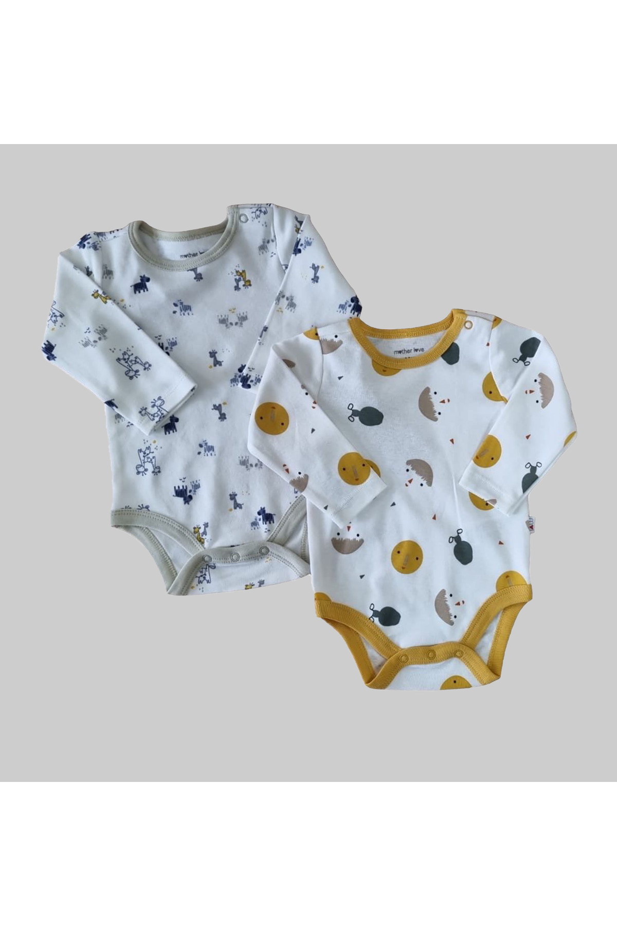 ماذر لاو بادی نوزادی آستین بلند ۱۰۰٪ ارگانیک، بسته ۲ عددی ماذر لاو بادی نوزادی آستین بلند ۱۰۰٪ ارگانیک، بسته ۲ عددی