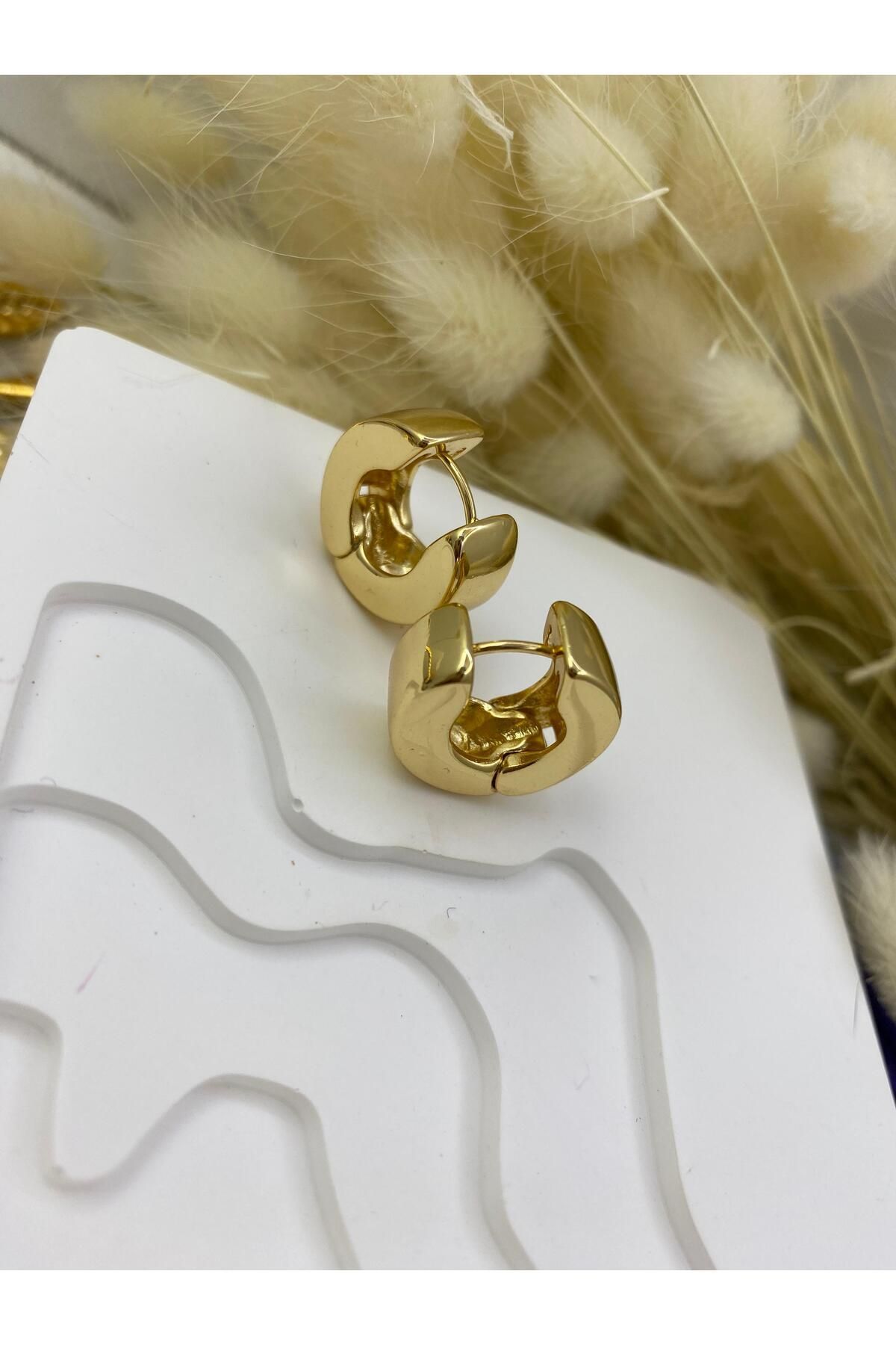 KARARMAZ İTHAL ÇELİK GOLD RENK KALIN HALKA KÜPE