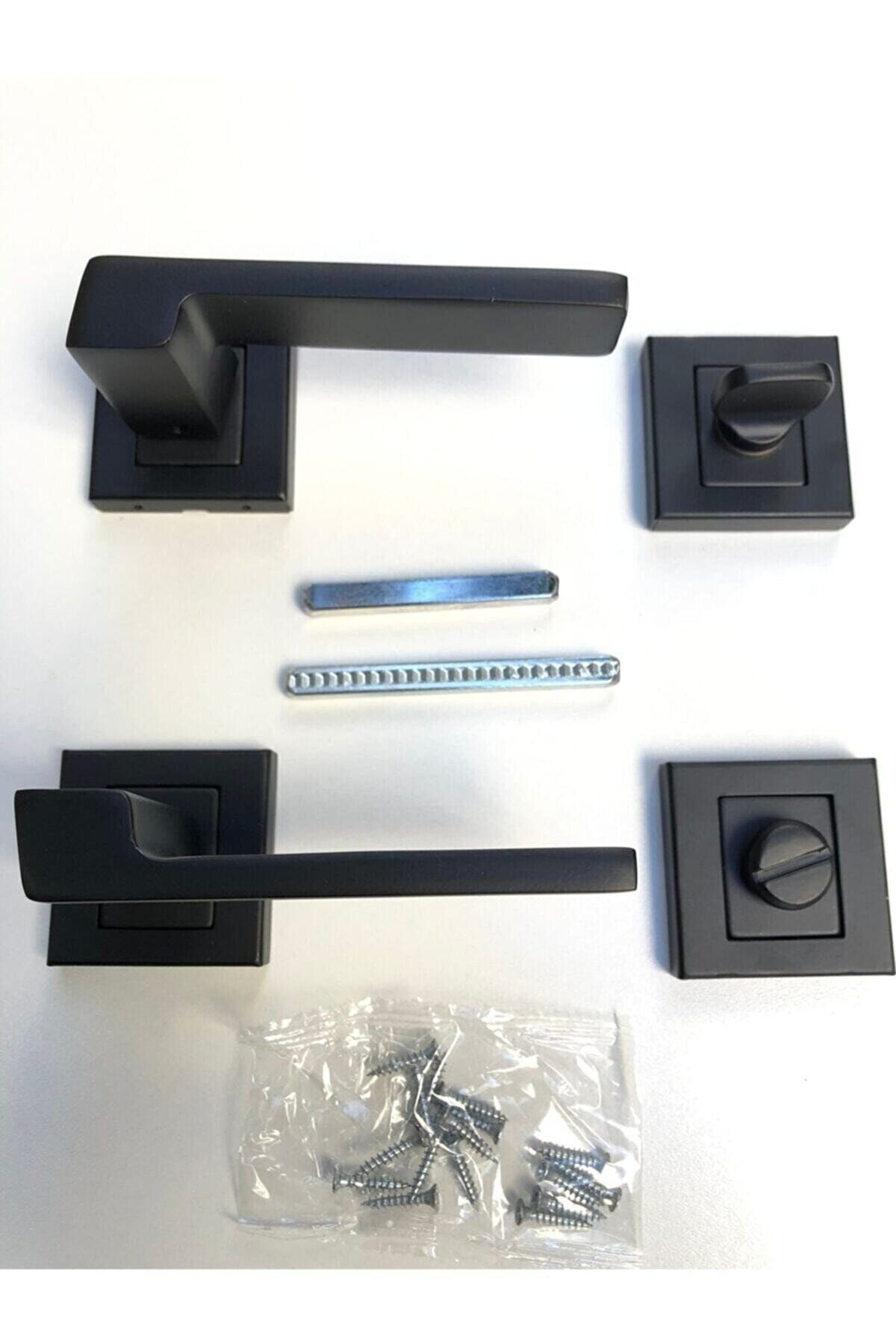 Sofuoğlu-Anka Matte Black Square Badge Door Handle Wc - Bathroom Door Handle - for Wc Doors 2