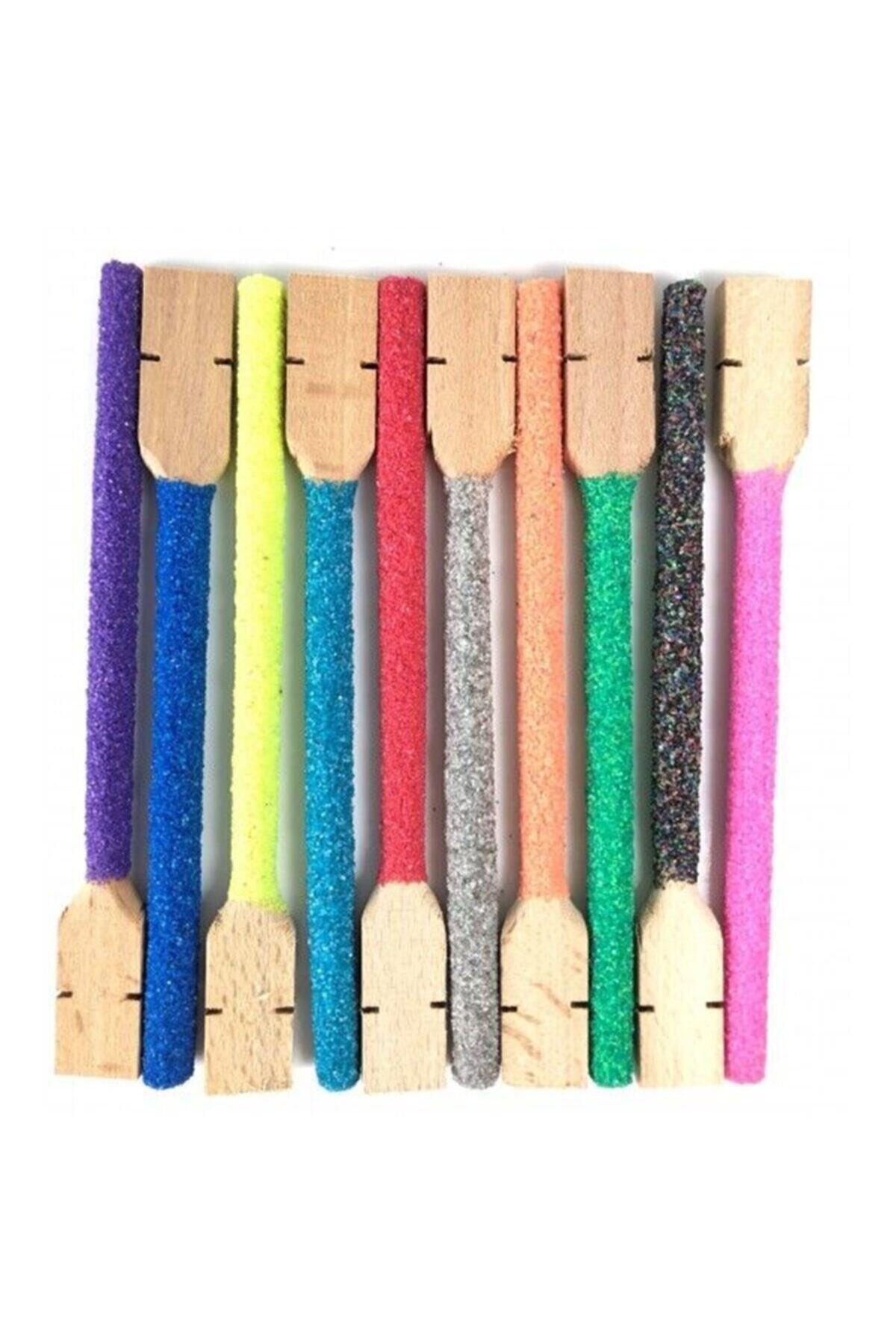 Kardelen Muhabbet Kuşu Için Renkli Kumlu Tünek 30 Cm - 2 Adet