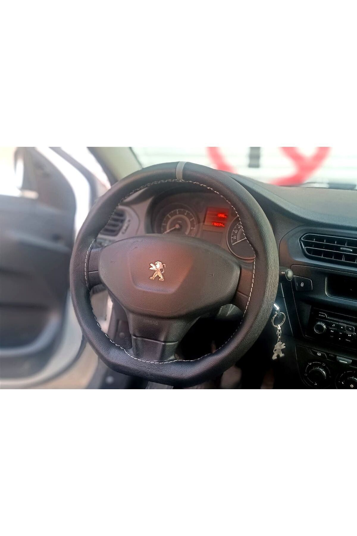 DİKİŞLİ DERİ DİREKSİYON KILIFI DAMARLI DERİ GRİ YÜZÜK GRİ DİKİŞ PEUGEOT 301 İÇİN HIZLI KARGO
