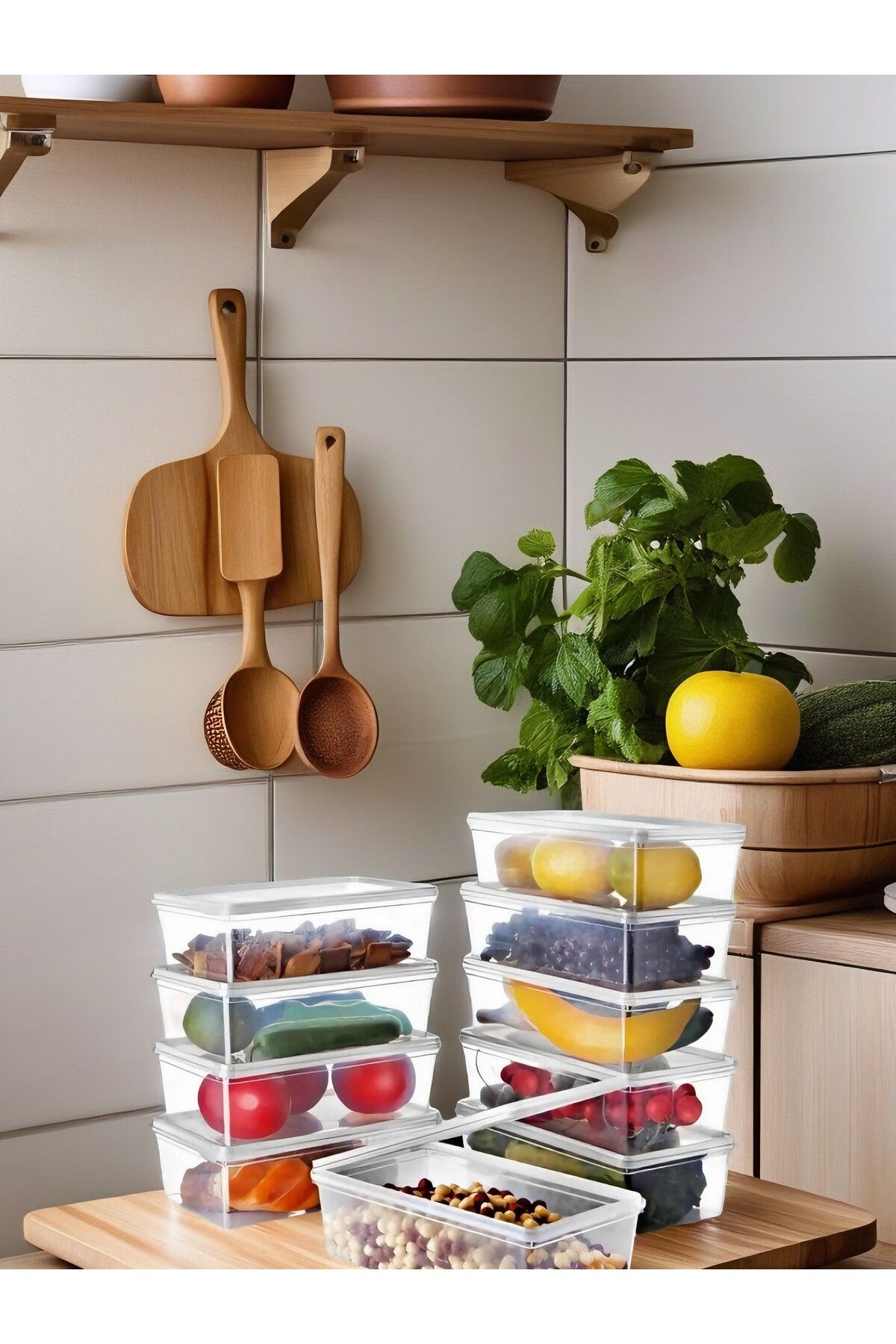 Open Home Concept-10 Self-Covered Storage Containers Suitable for Deep Freezer 2 Lt 2