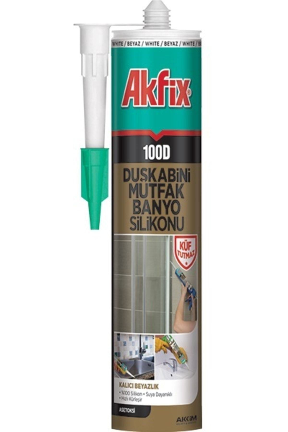 100d Beyaz Küf Tutmaz Duşakabin Silikonu 310 ml