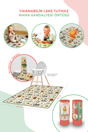 Minimono Mama Sandalyesi Ve Aktivite Örtüsü - Kaydırmaz Taban - Su Itici Yüze...