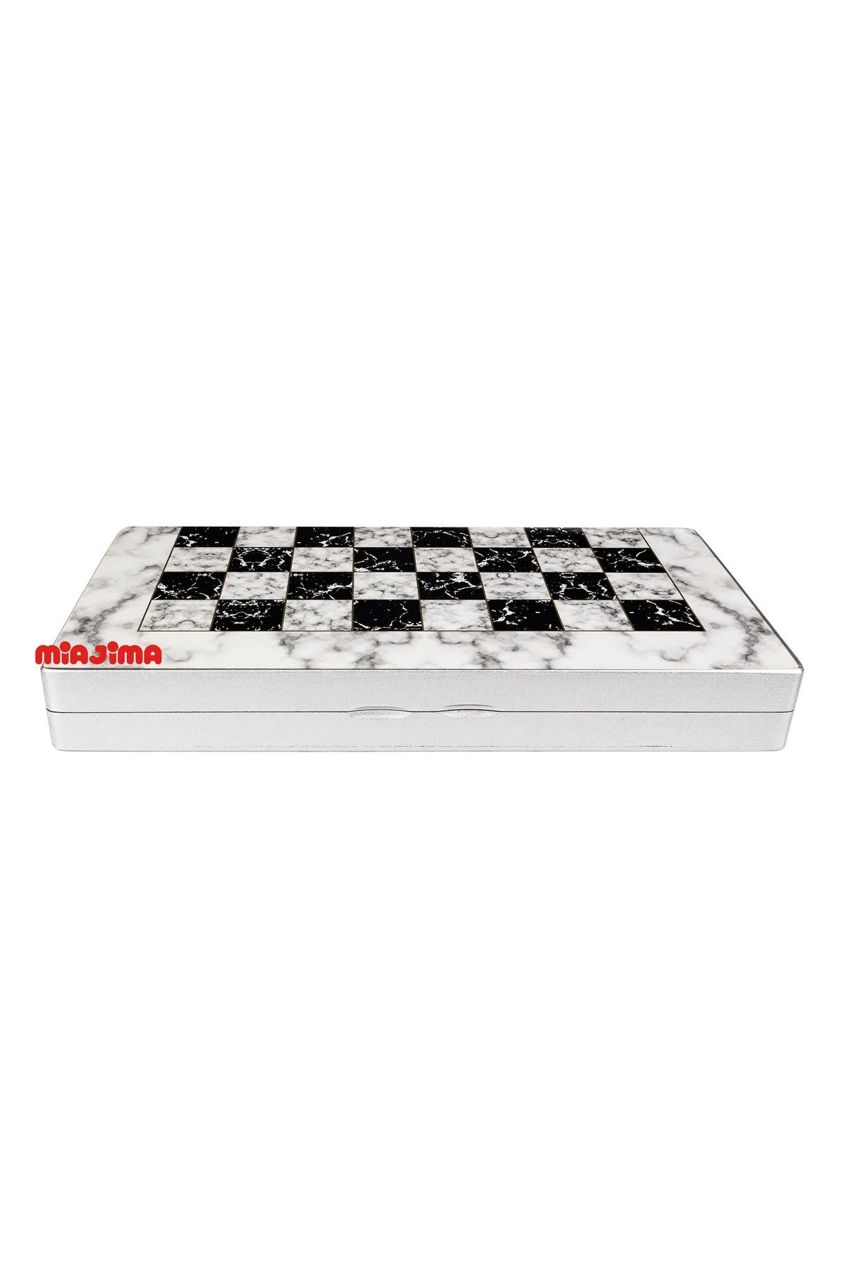Miajima-Black and White Marble Patterned Large Size Backgammon Set - Wooden Sequin and Checkers 5