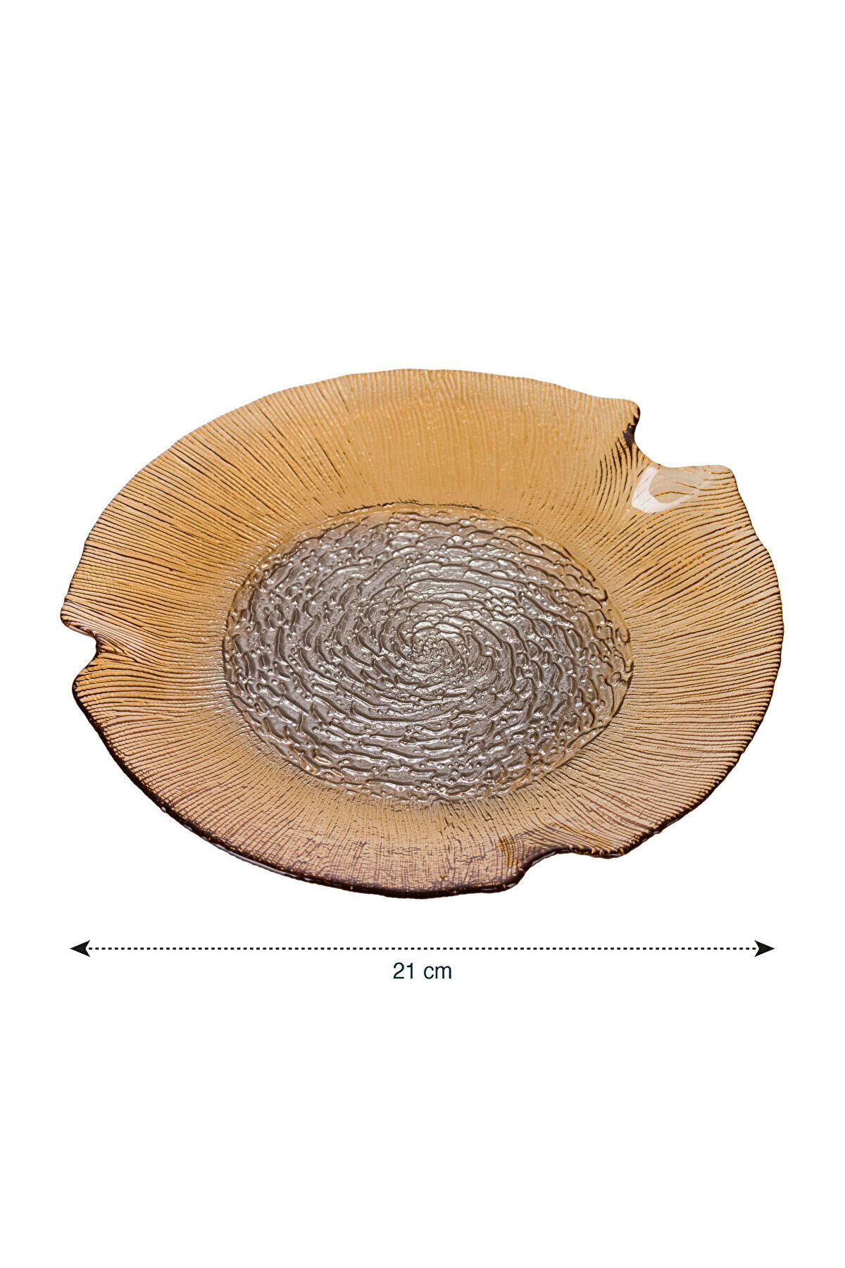 LC Waikiki-Lcw Home Set of 4 Dark Beige Patterned Glass Cake Plates 5