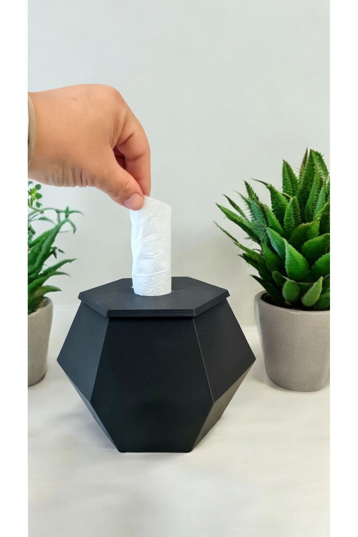 Maflen Hexagon Toilet Paper Roll Compatible Decorative Napkin Holder Black