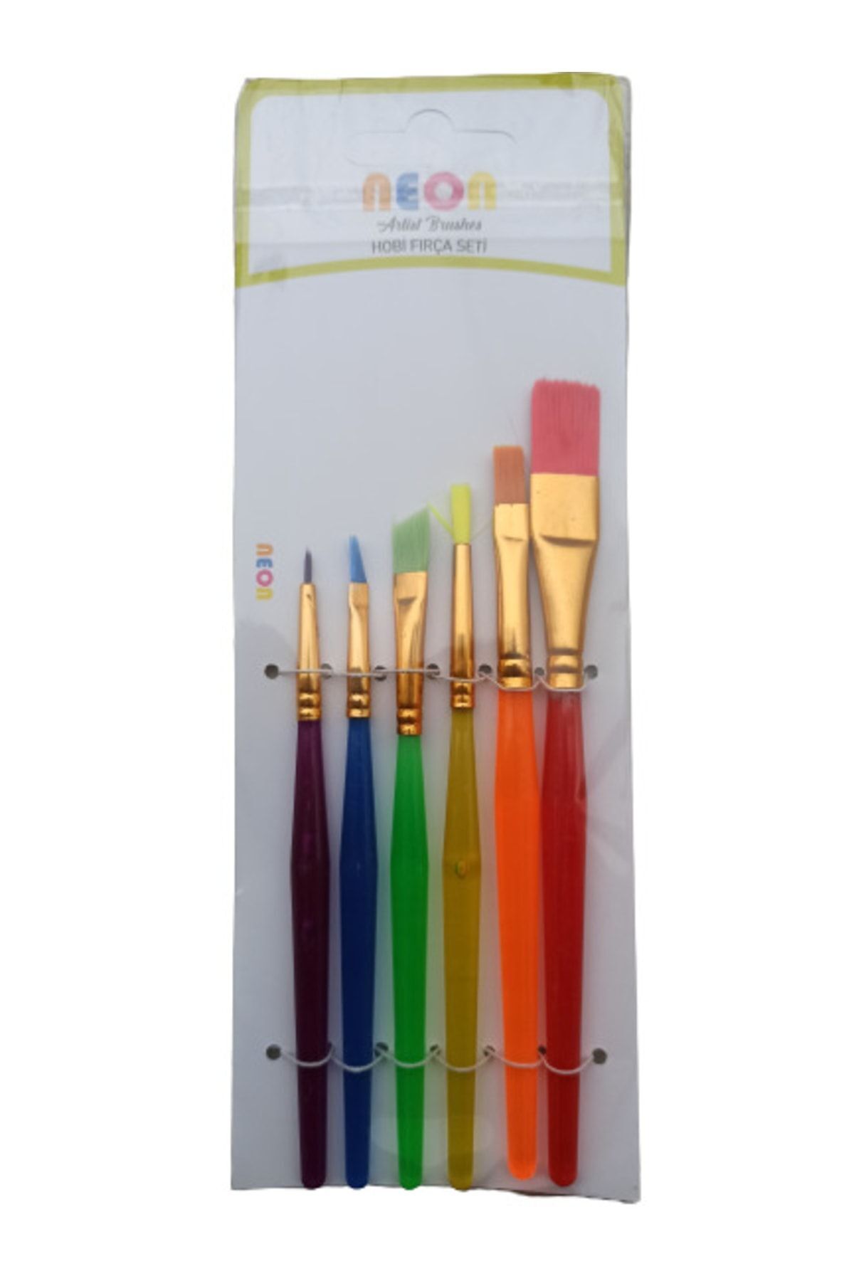 Rengarenk Fırça, 6 Lı Fırça, Akrilik, Yağlı, Guaj Boya Fırçası