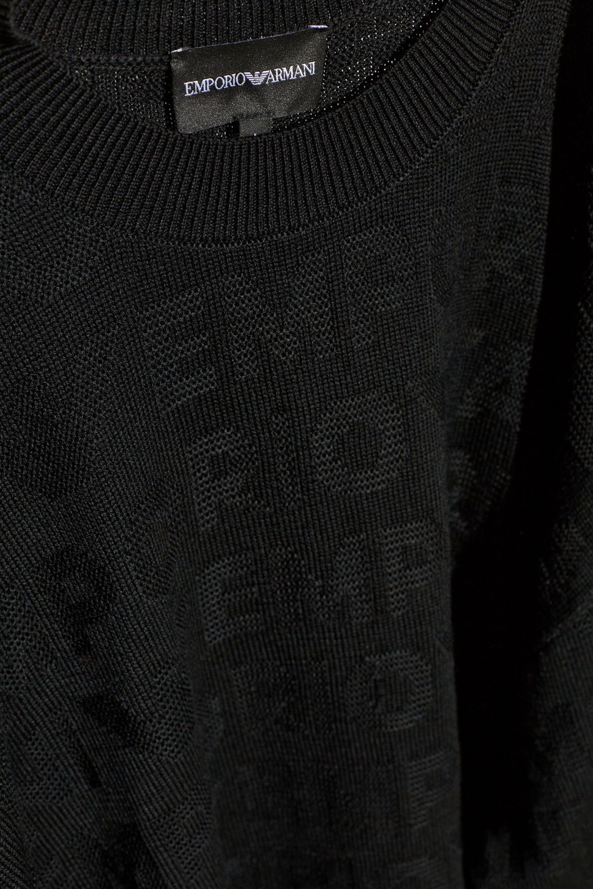 Emporio Armani-Men's Black Wool Sweater - 100% Crew Neck, Long Sleeve, 6D1Mxk 1Mjnz-0999 4