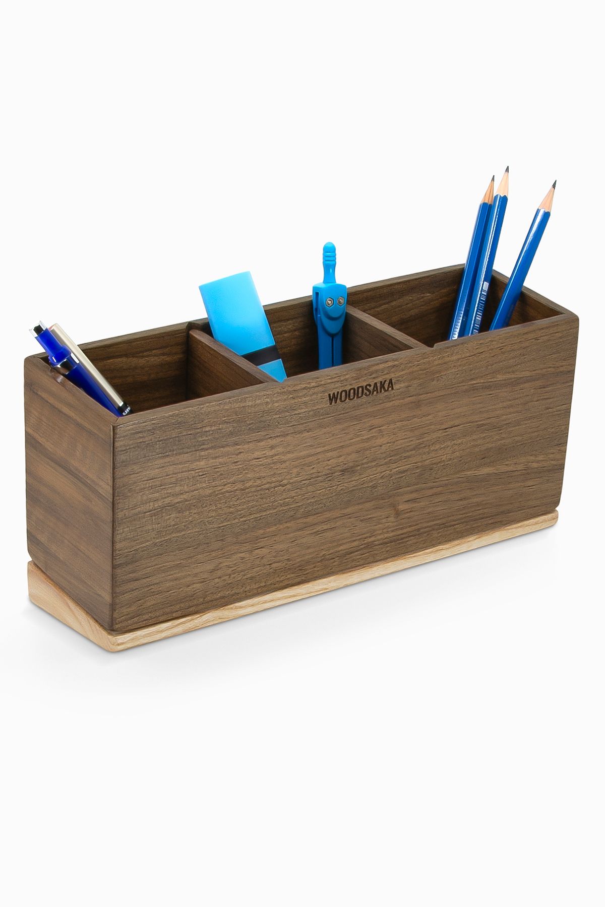 Woodsaka-Meru Adjustable Three-Section Curved Pen Holder - Walnut and Ash Set 1