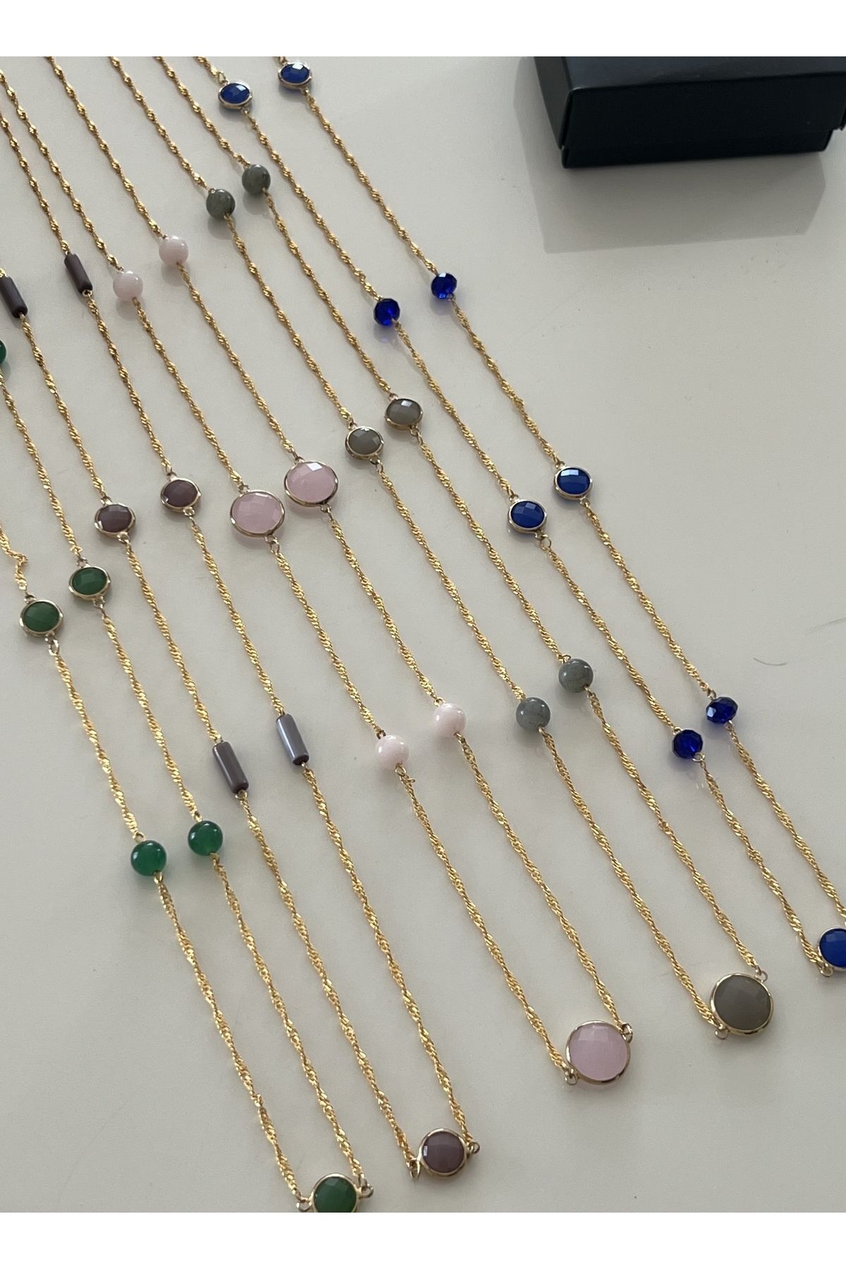 85 Cm Uzun Yeşil Aventurin Dogal Taşlı Tasarım Kolye 7