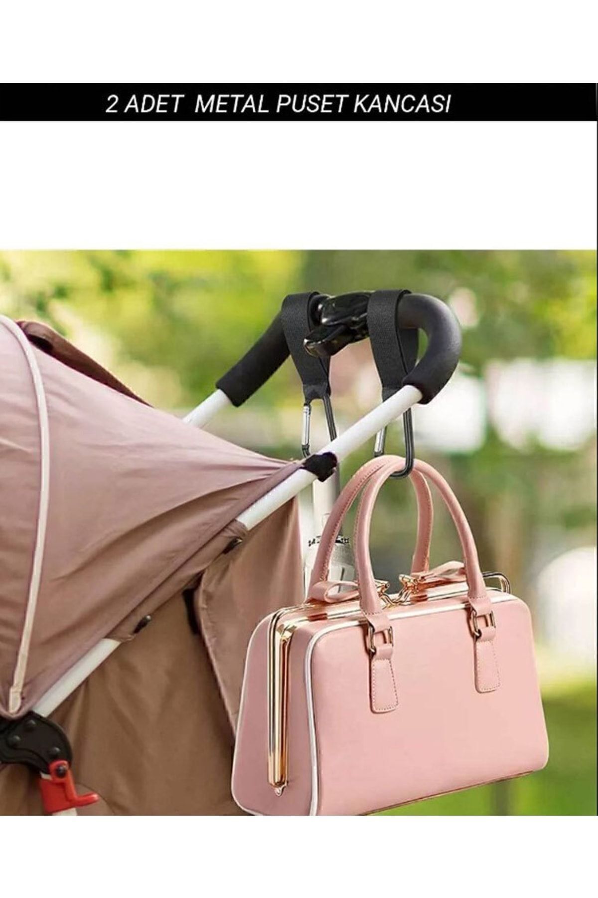 mc.pierobaby Puset Kancası Bebek Arabası Askı Aparatı Çanta Askısı 2 Adet Metal fotoğrafı 2 (önizleme)