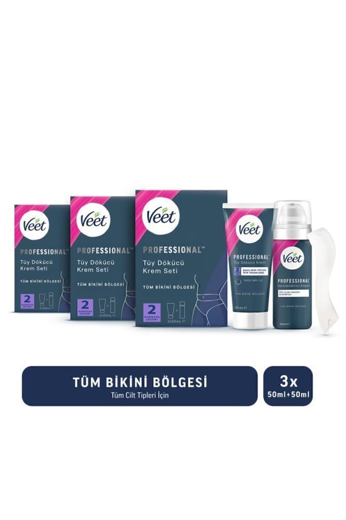 ویت ست کرم موهای زائد ناحیه بیکینی حرفه ای برای انواع پوست 50ml+50ml X3 Pieces