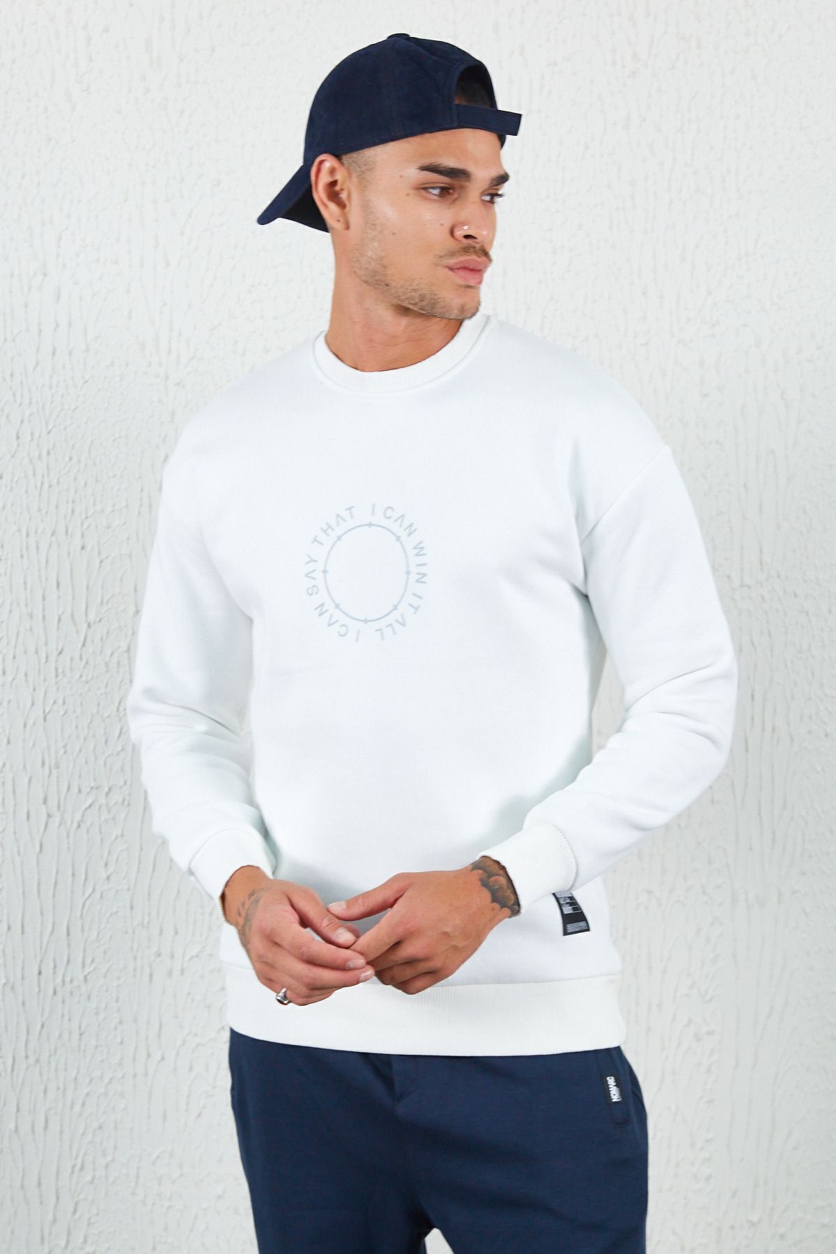 Beyaz Baskılı Basic Sweat Mürdüm | MEW227787-01