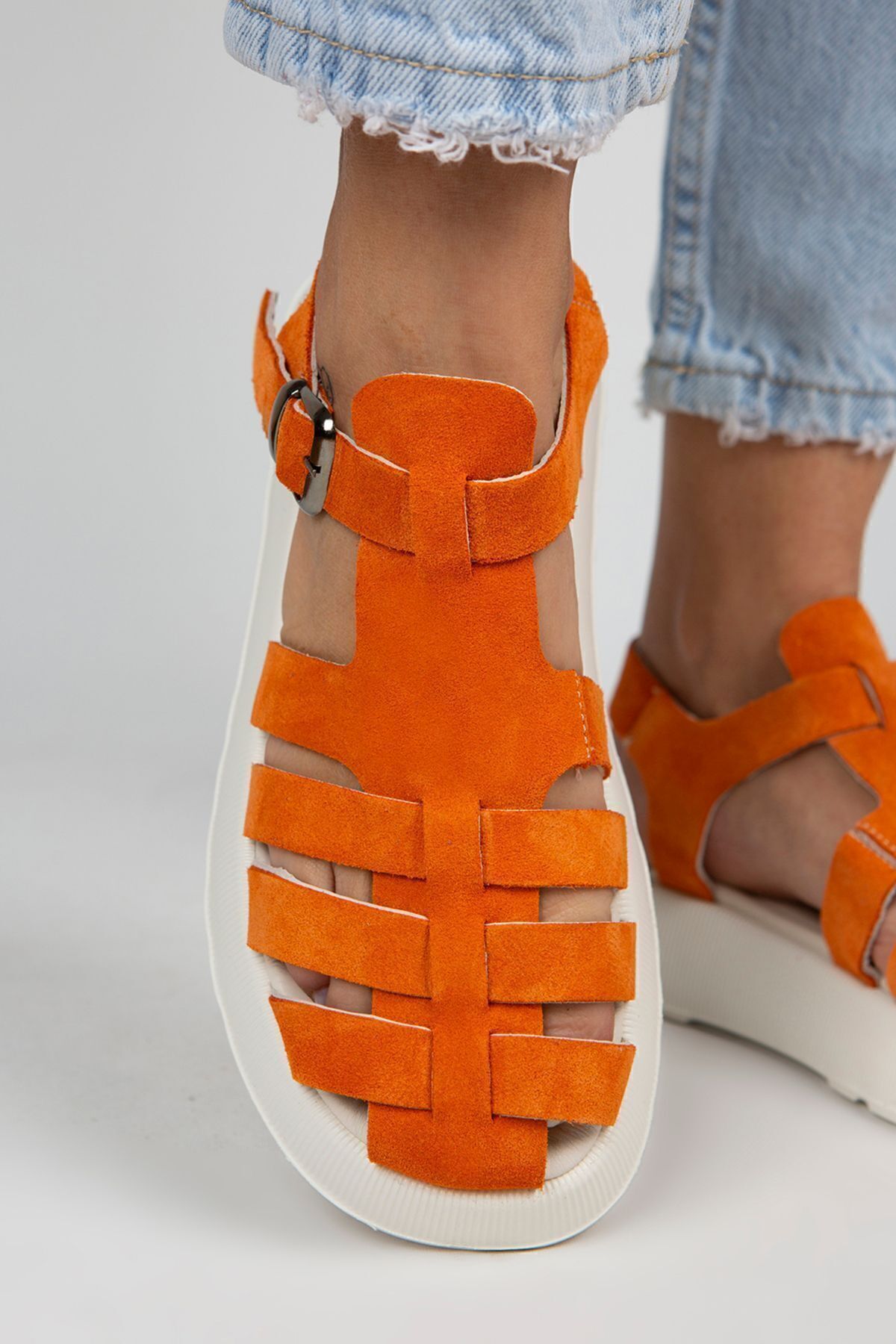 صندل زنانه نارنجی Manijero | MNJ.034 اورجینال - تصویر 6