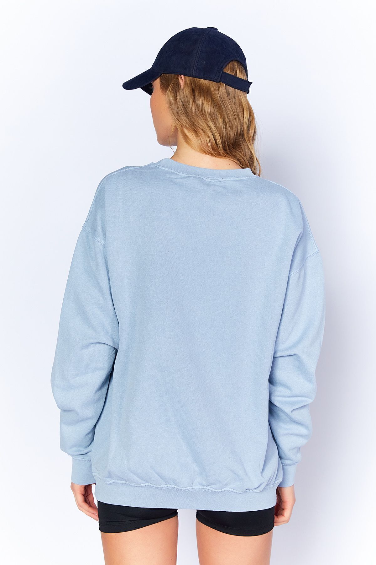 Edition Fit Eskitme/soluk Efektli Basic Kalıp L Örme Sweatshirt | Mavi| Ek100278852-8852 görsel 5