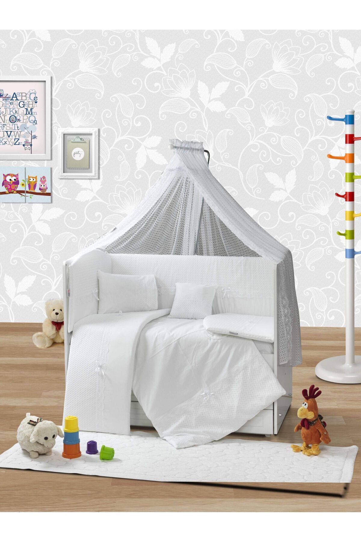 Tugu Home&baby Sedef %100 Pamuk 10 Parça 70x130 Cm Beşik Uyku Seti,bebek Uyku Takımı,anne Yanı Set