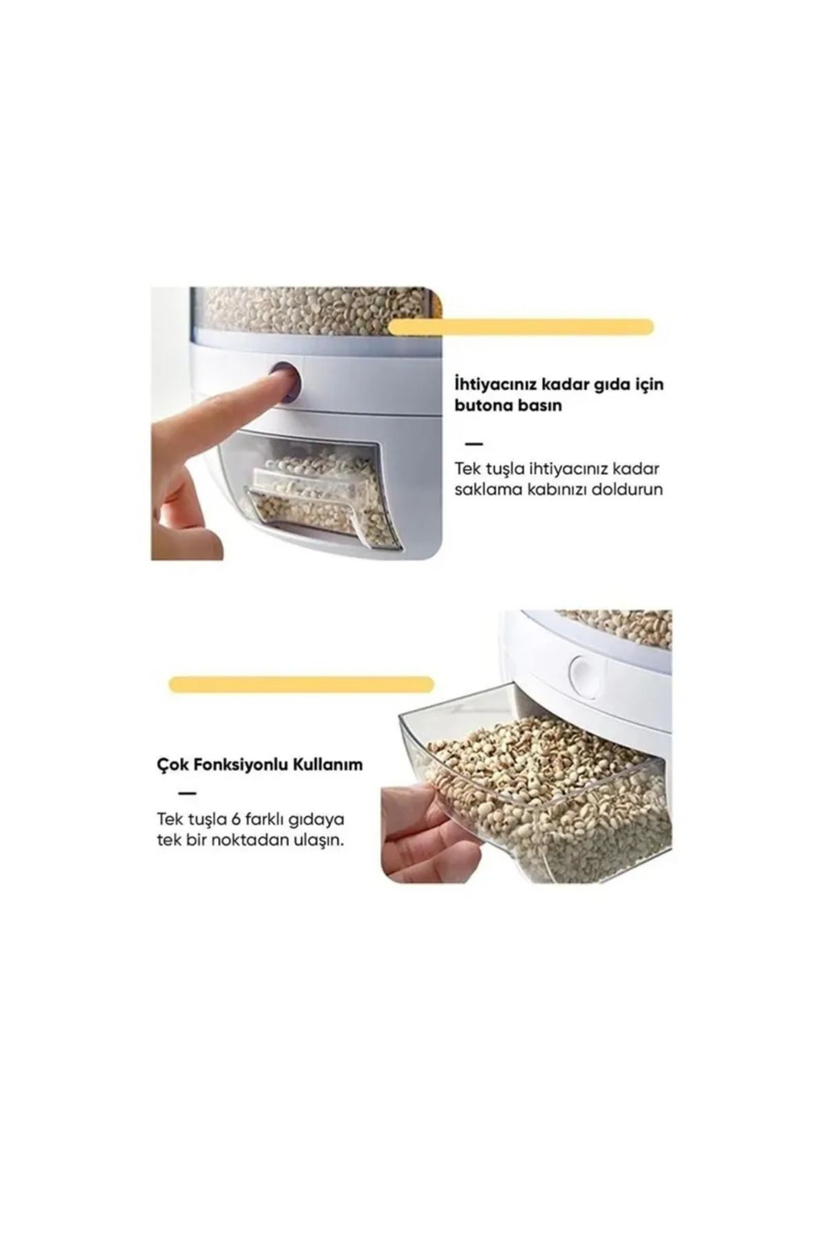 Armoris-New Generation Practical Convenient 360 Degree 6 Compartments Rotatable Design Dry Food and Pulses Organizer 4