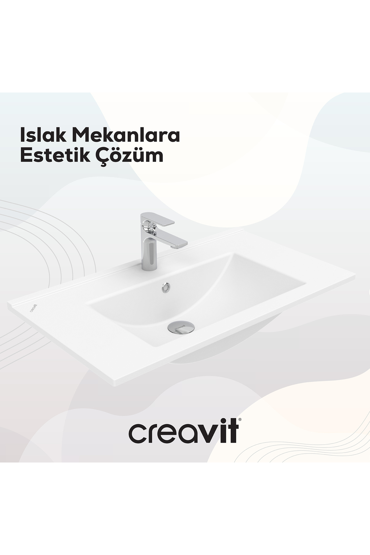 Creavit Su Etajerli Lavabo 80 cm Beyaz