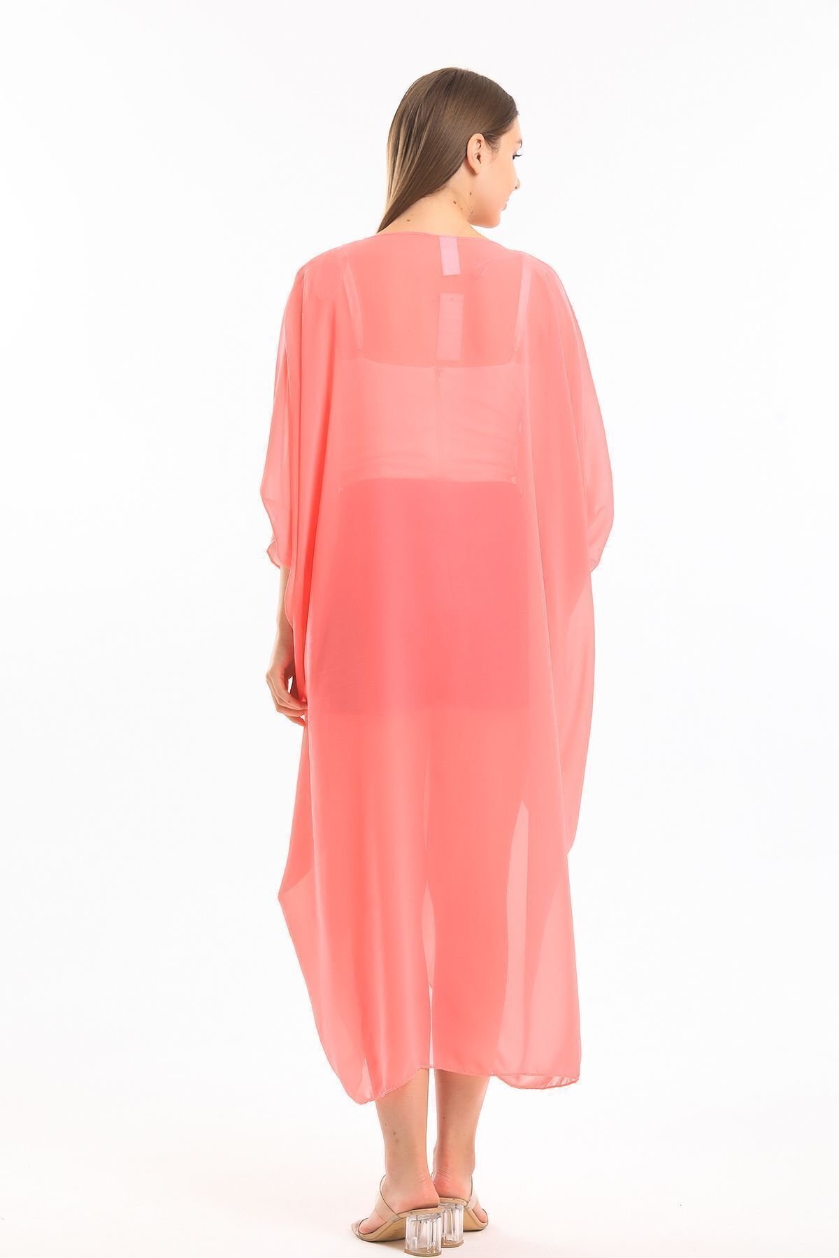  Sense Şeker Pembe Şifon Plaj Kimono | ELB33597