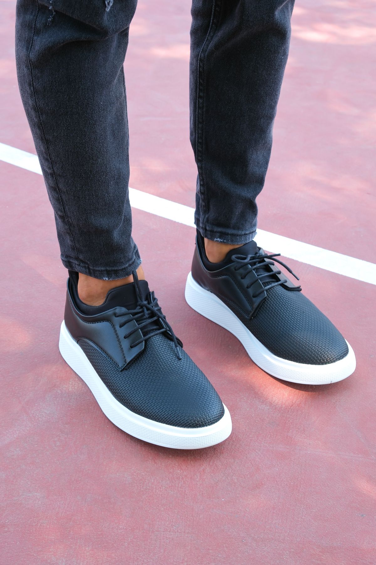 Riccon-Încălțăminte casual pentru bărbați 0012364   Negru împletit 4