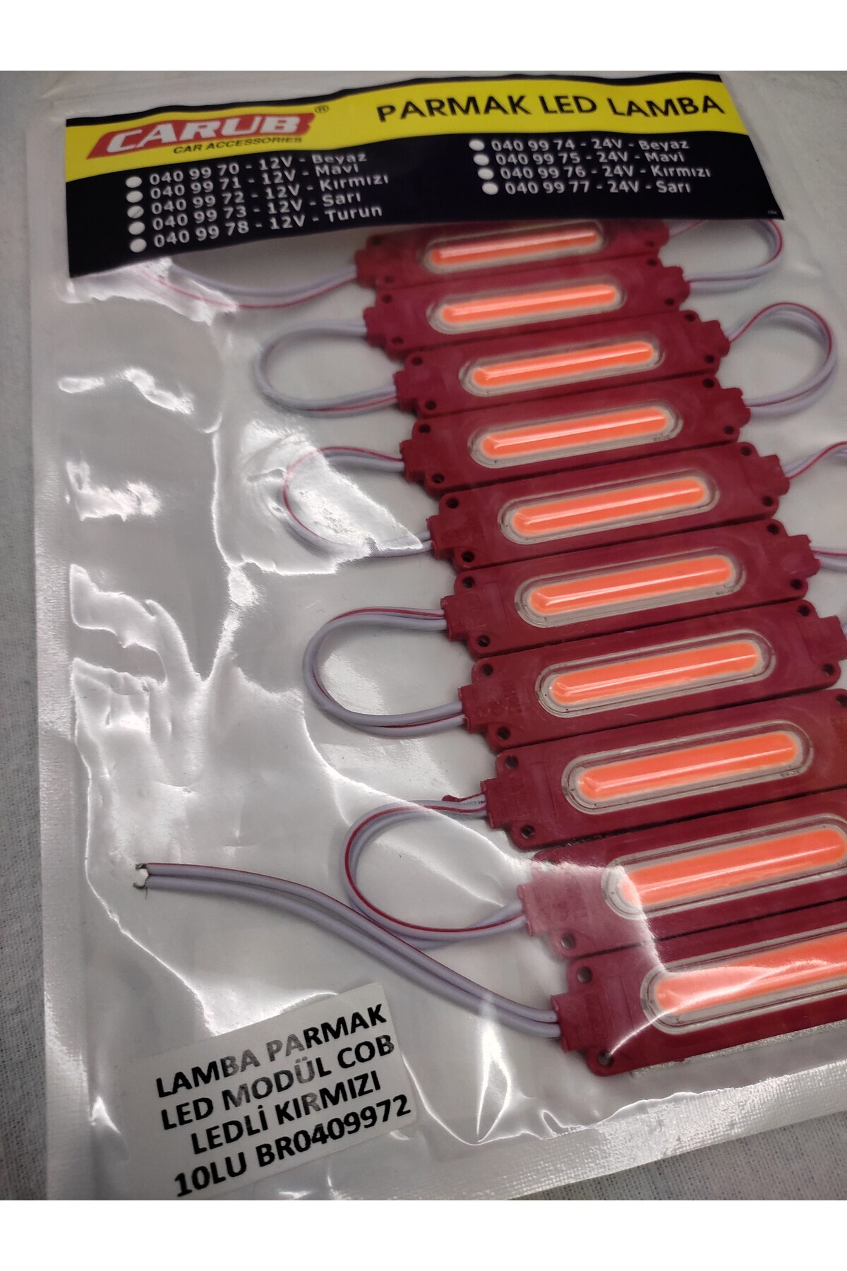 Carub Parmak Led Modül COB Ledli) KIRMIZI SU GEÇİRMEZ (12 V)(10 aDET)