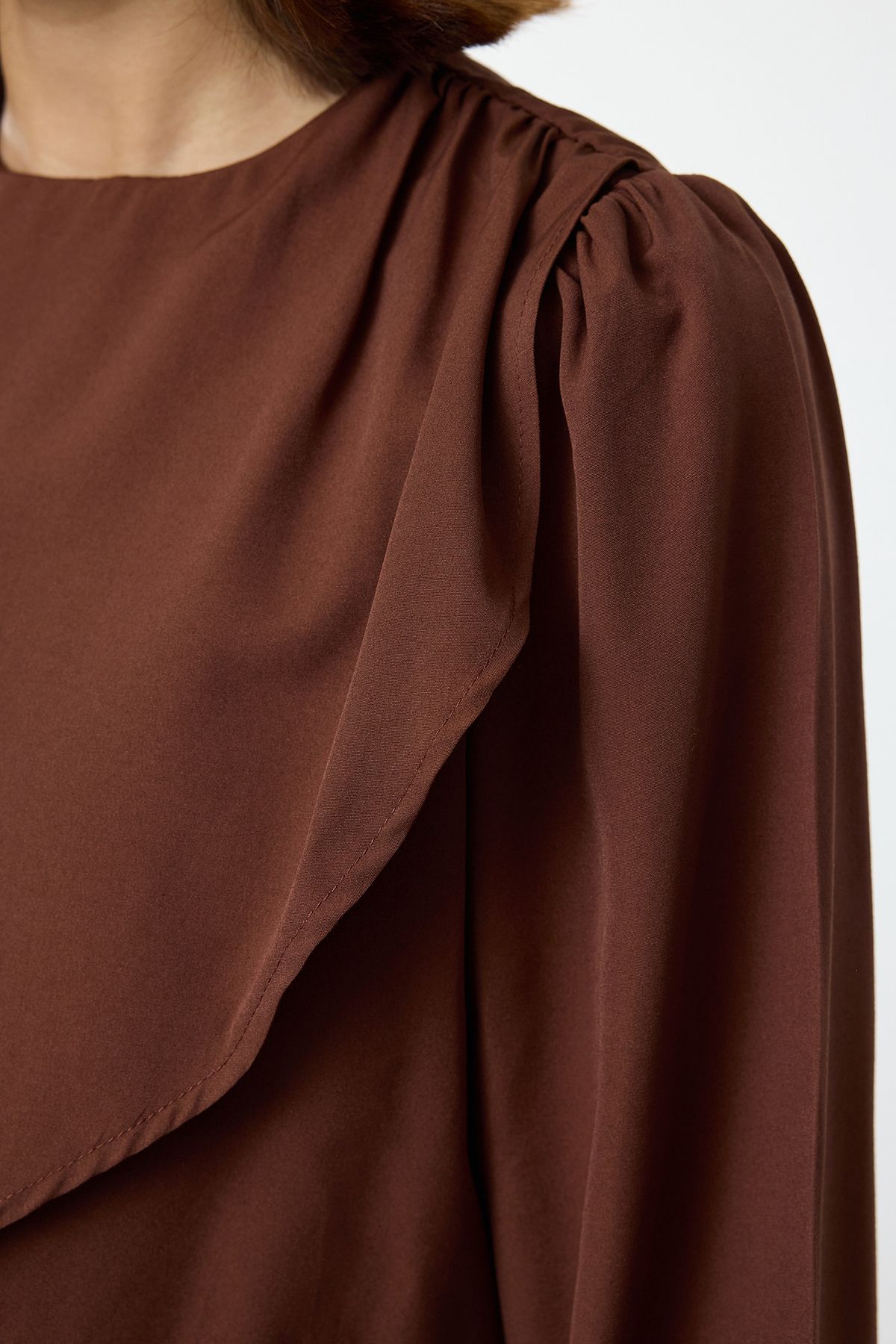 Trendyol Modest-Rochie maro țesătă cu detaliu peplum - TCTAW25EB00083 4