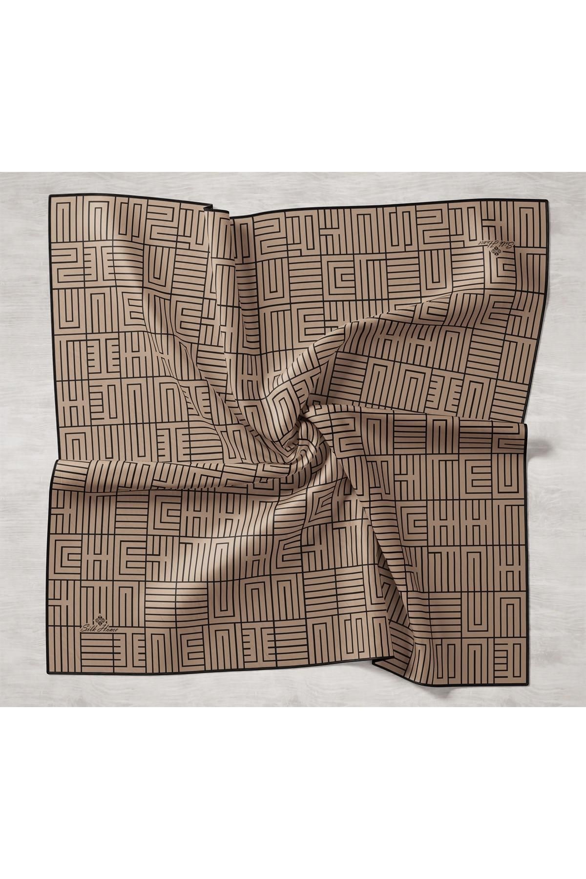 Silk Home-Tivil Camel Patterned Silk Scarf 11390-04 2